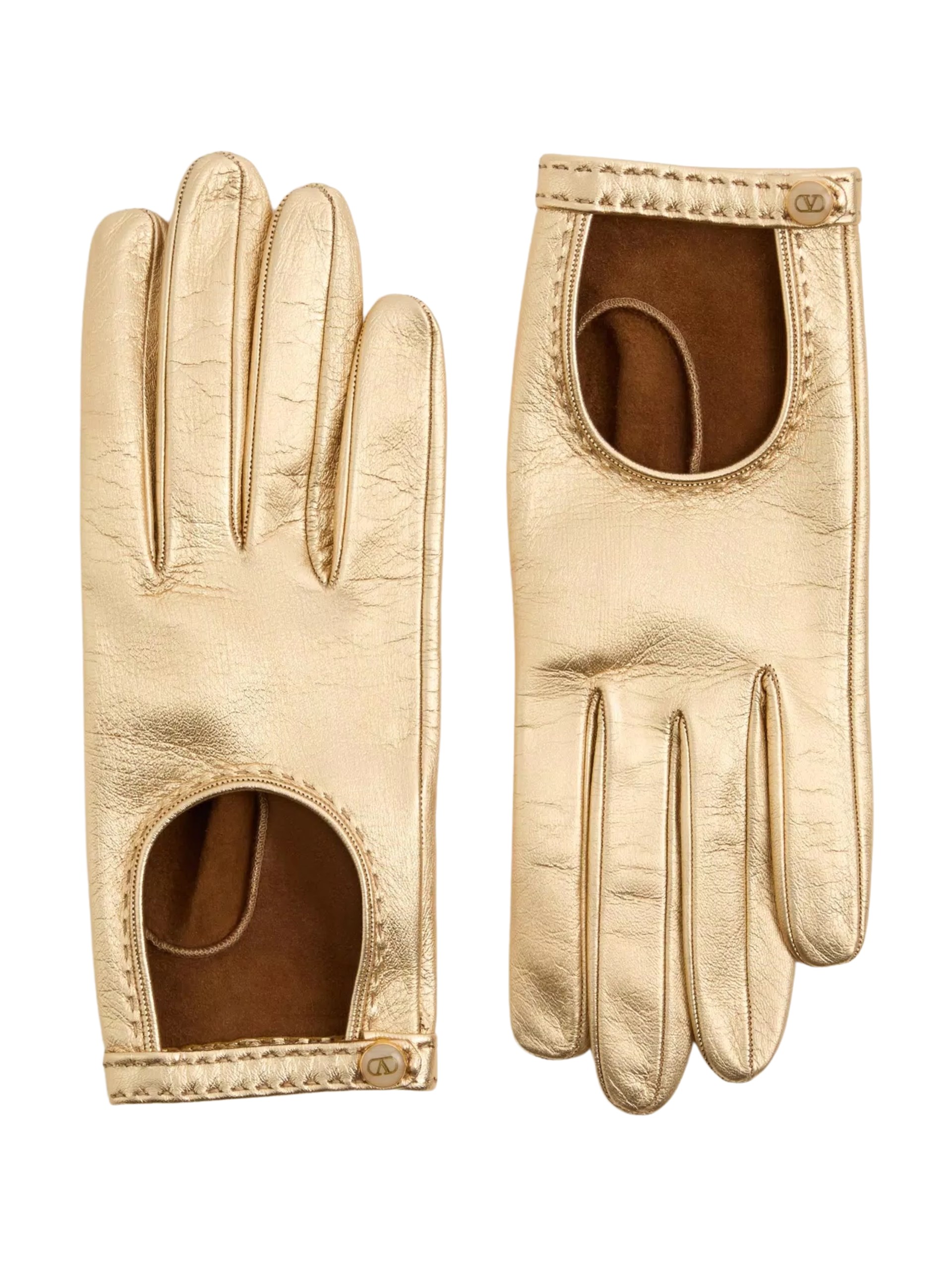 Valentino gold leather gloves