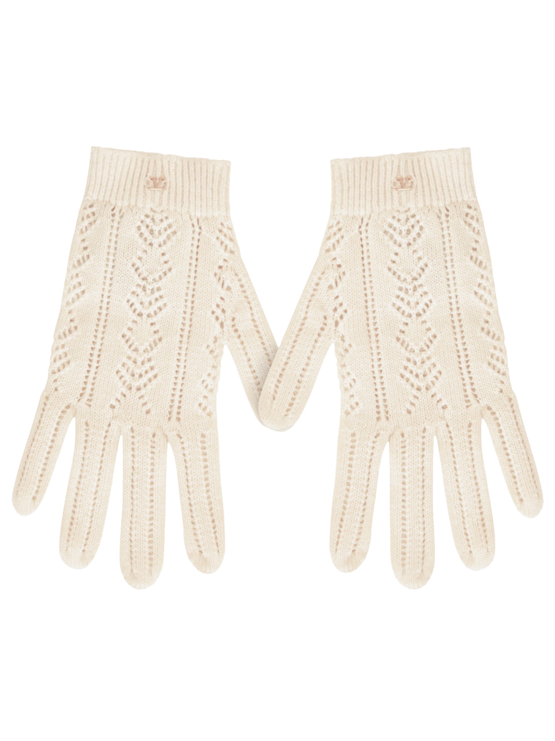 Valentino beige knitted cotton gloves