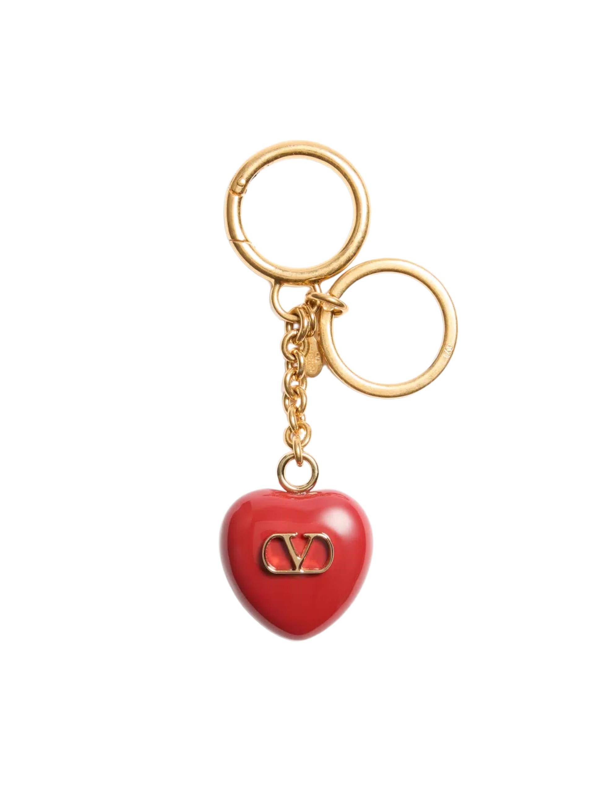 Valentino Coeur Royal key chain with gold hardware