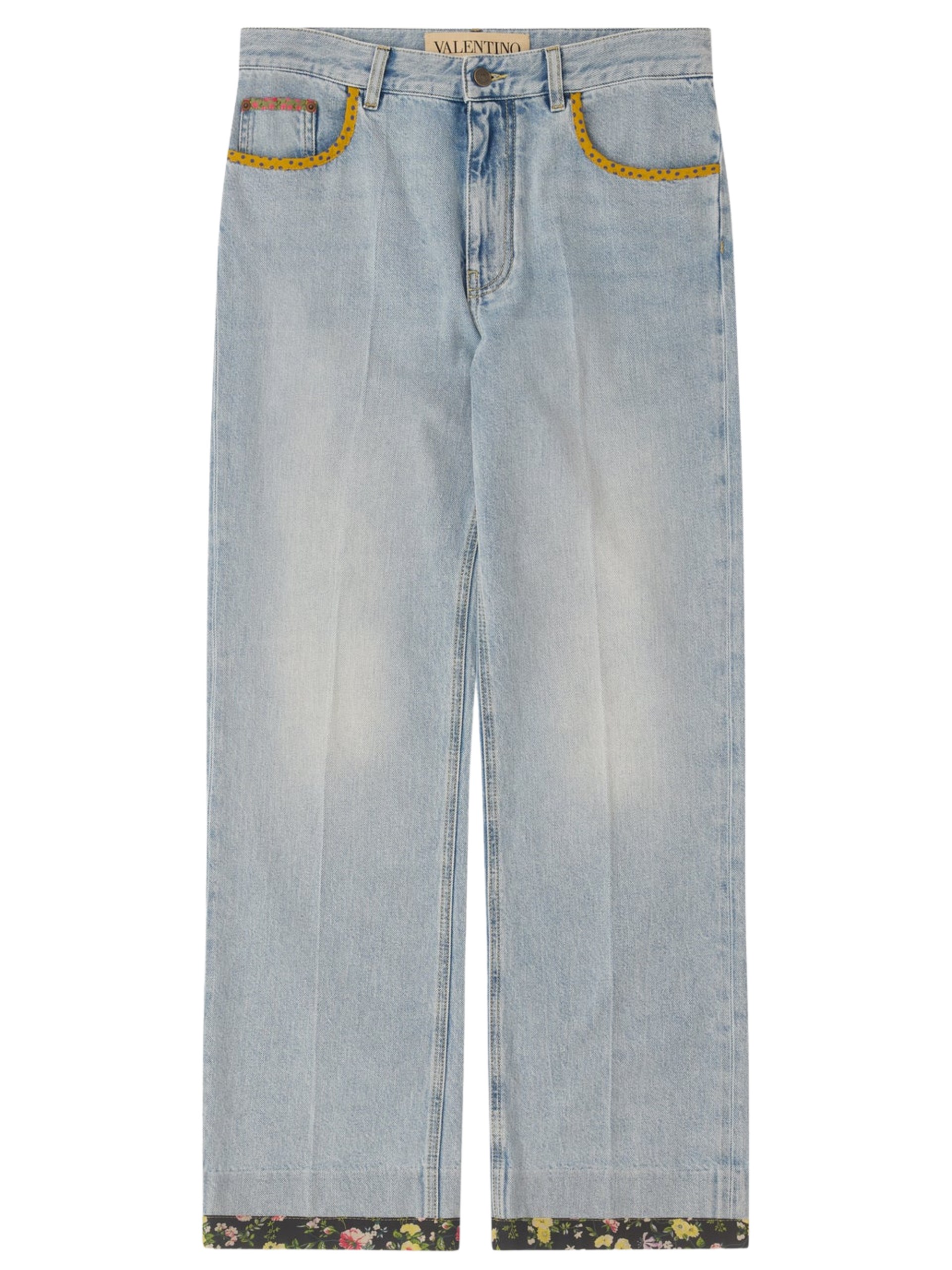 Valentino light blue jeans with floral embroidery
