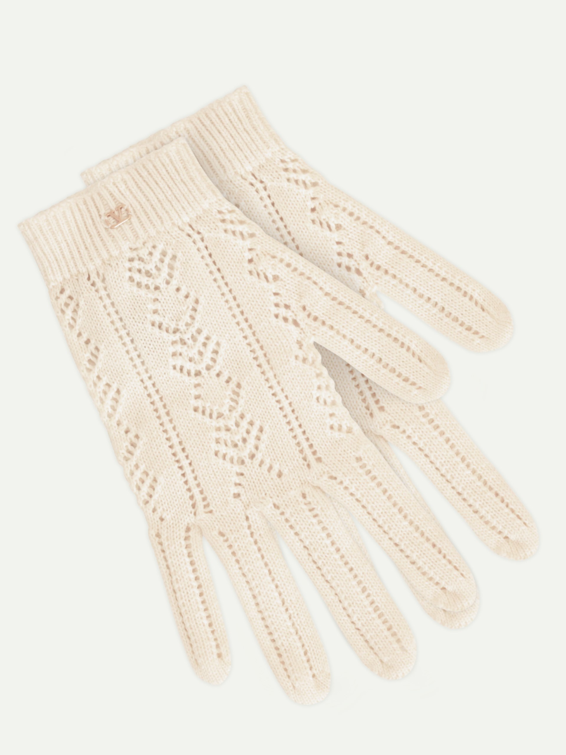 Valentino beige knitted cotton gloves