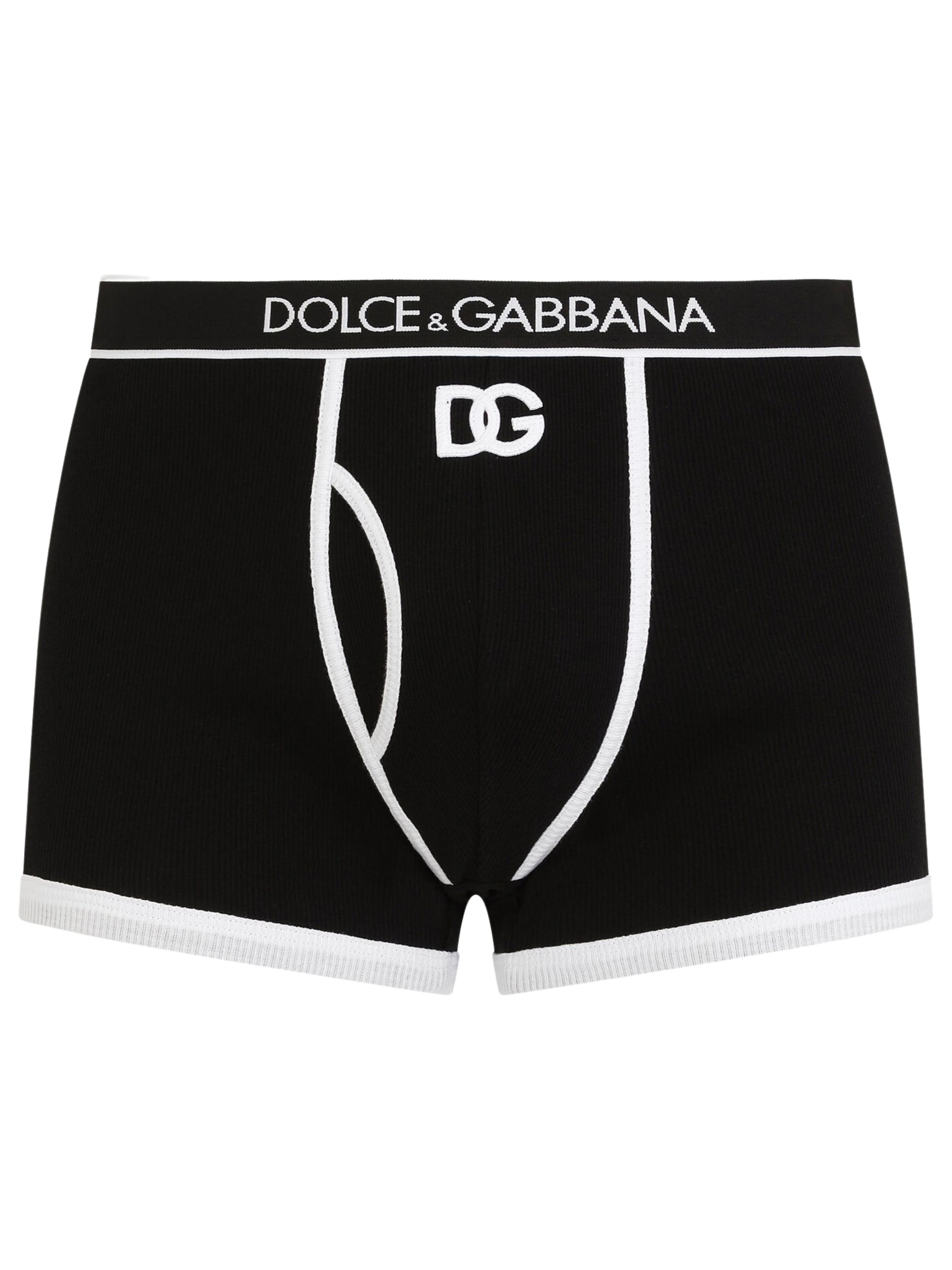 Чоловічі чорні труси-боксери Dolce&Gabbana з контрастною обробкою