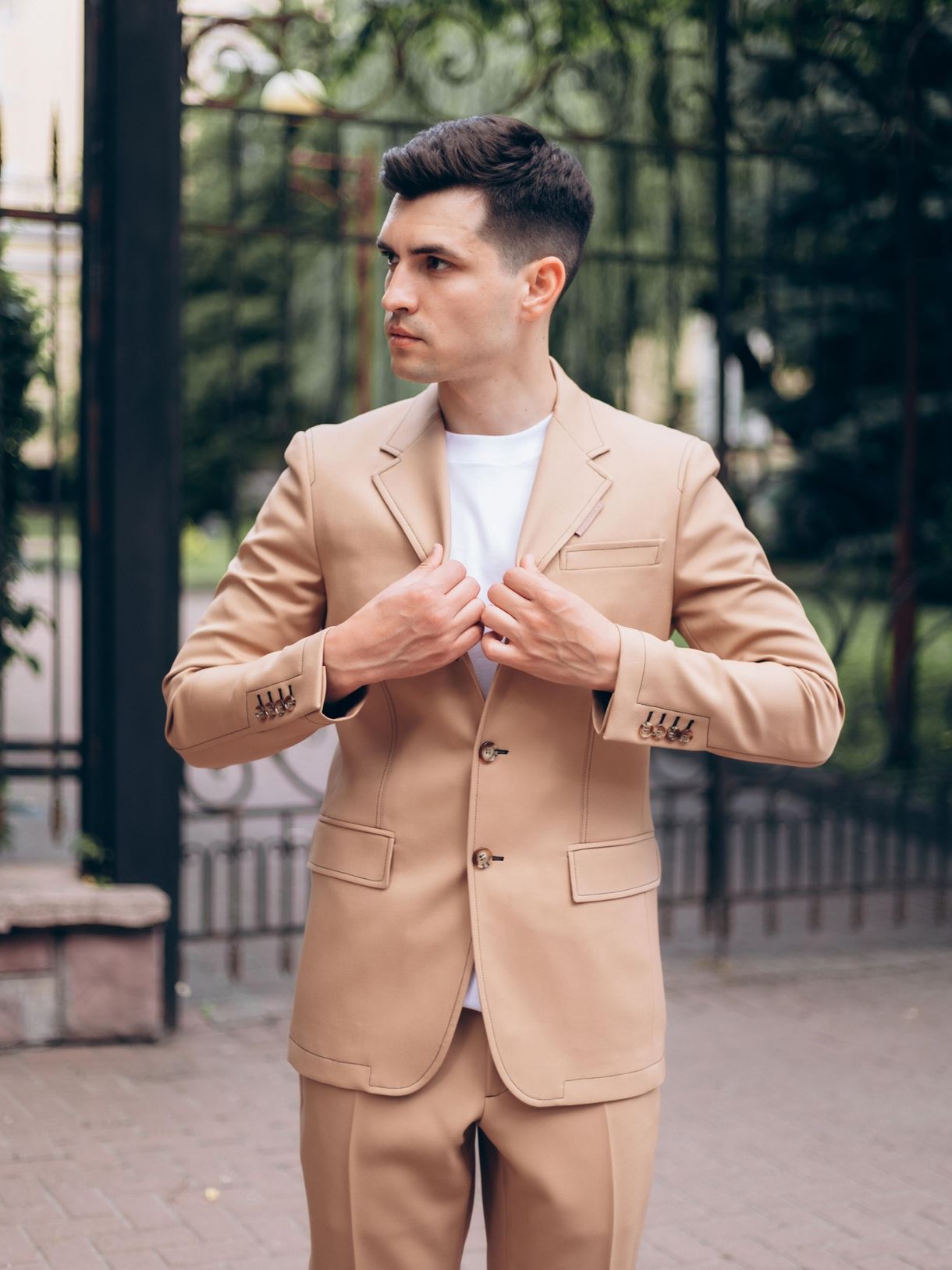 Чоловічий бежевий однобортний піджак Burberry