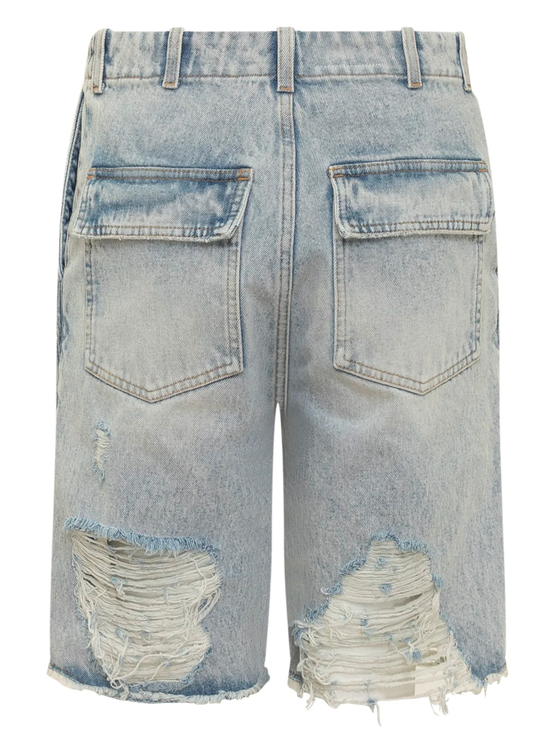 Givenchy Bermuda shorts in light blue color with torn edges