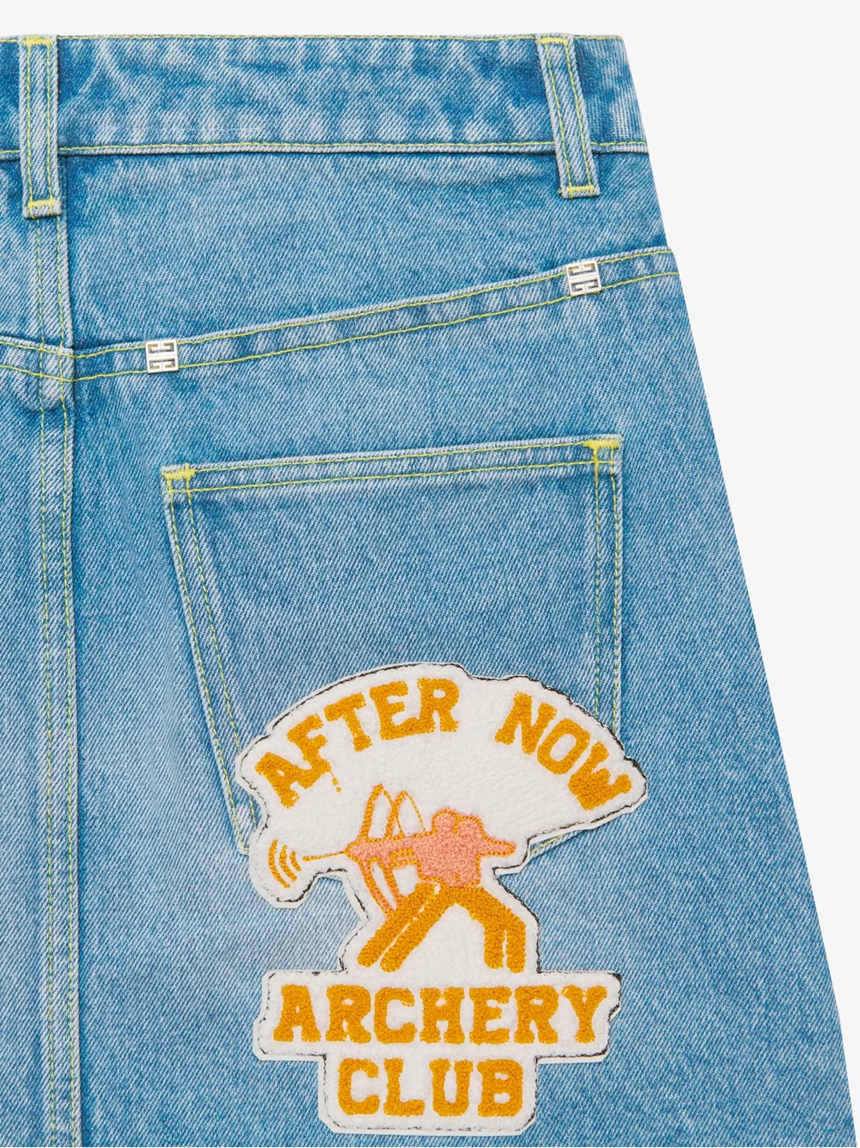 Givenchy light blue denim mini skirt with embroidered designs