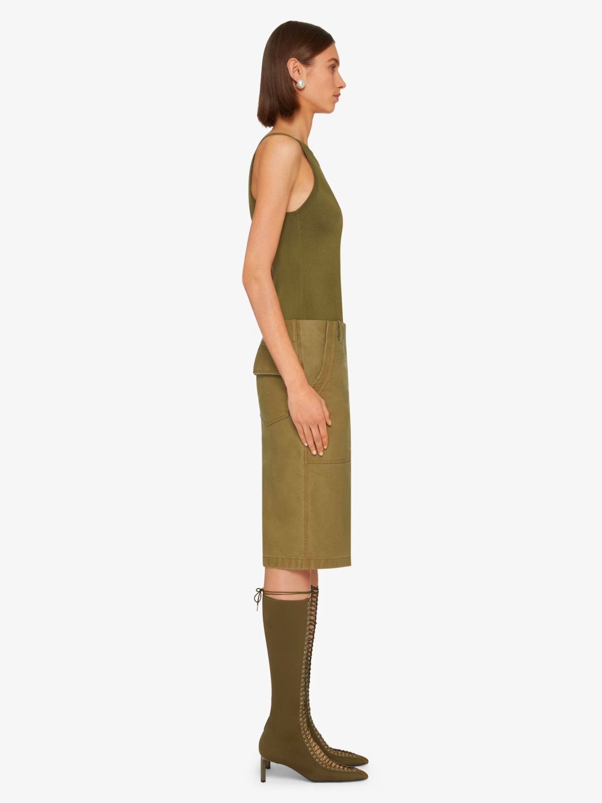 Givenchy Olive Green Midi Cargo Dress