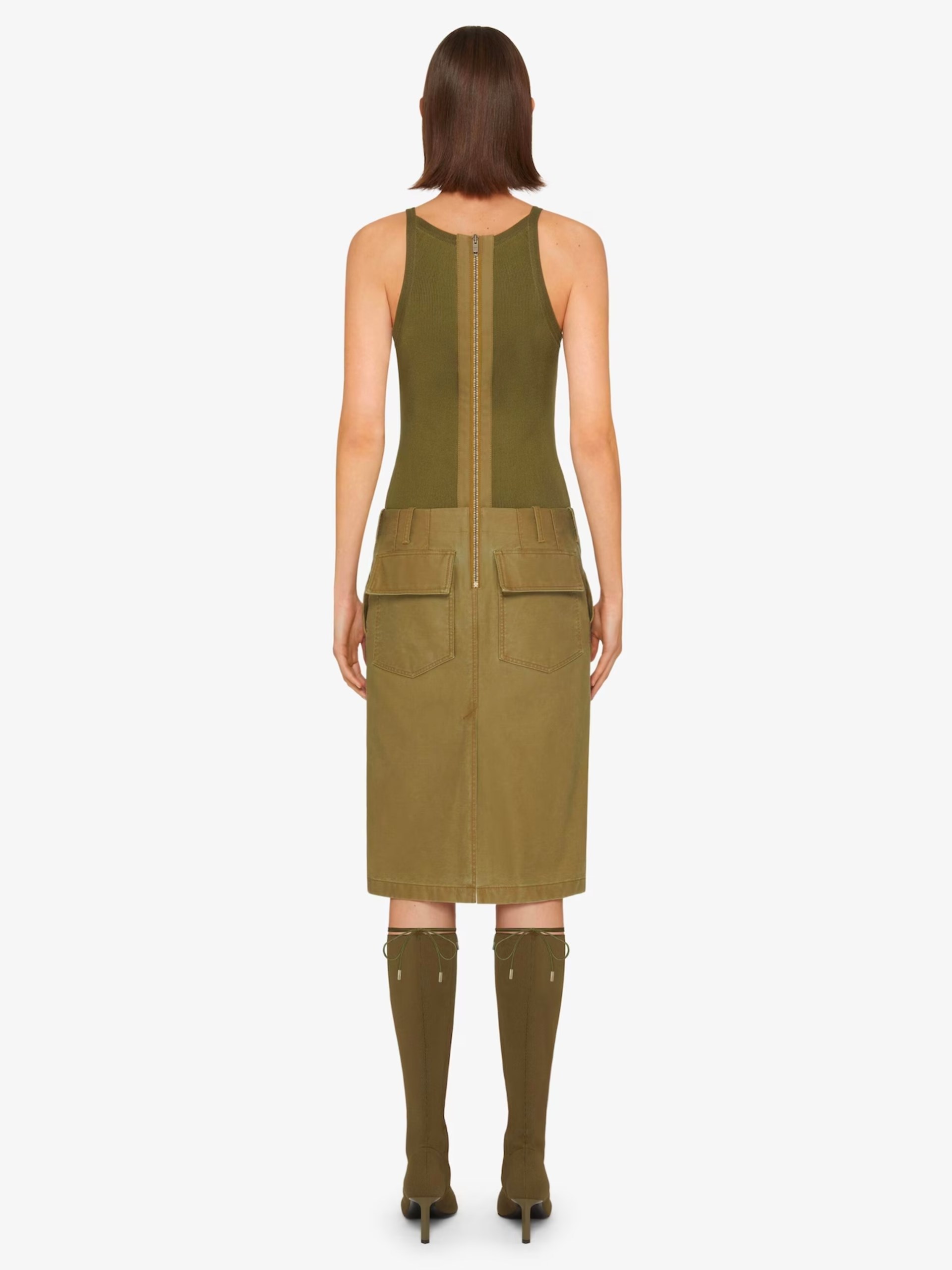 Givenchy Olive Green Midi Cargo Dress