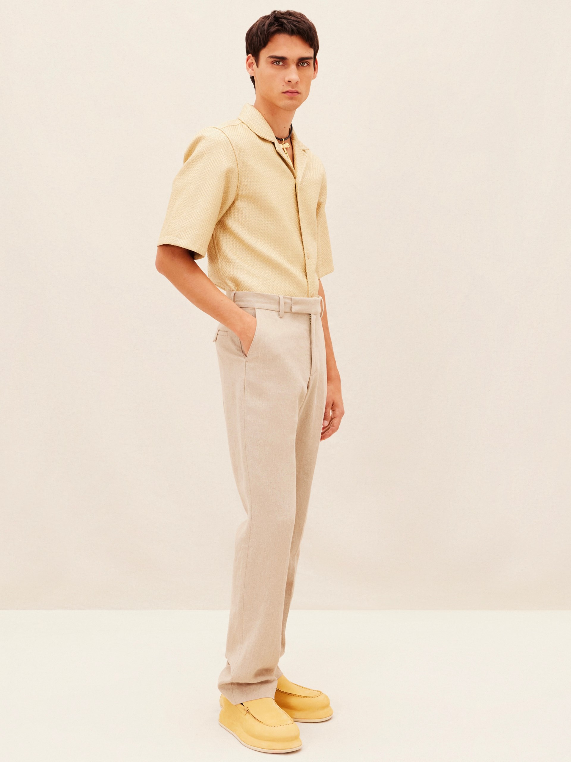 Jacquemus Feijoa men's beige trousers with a classic cut