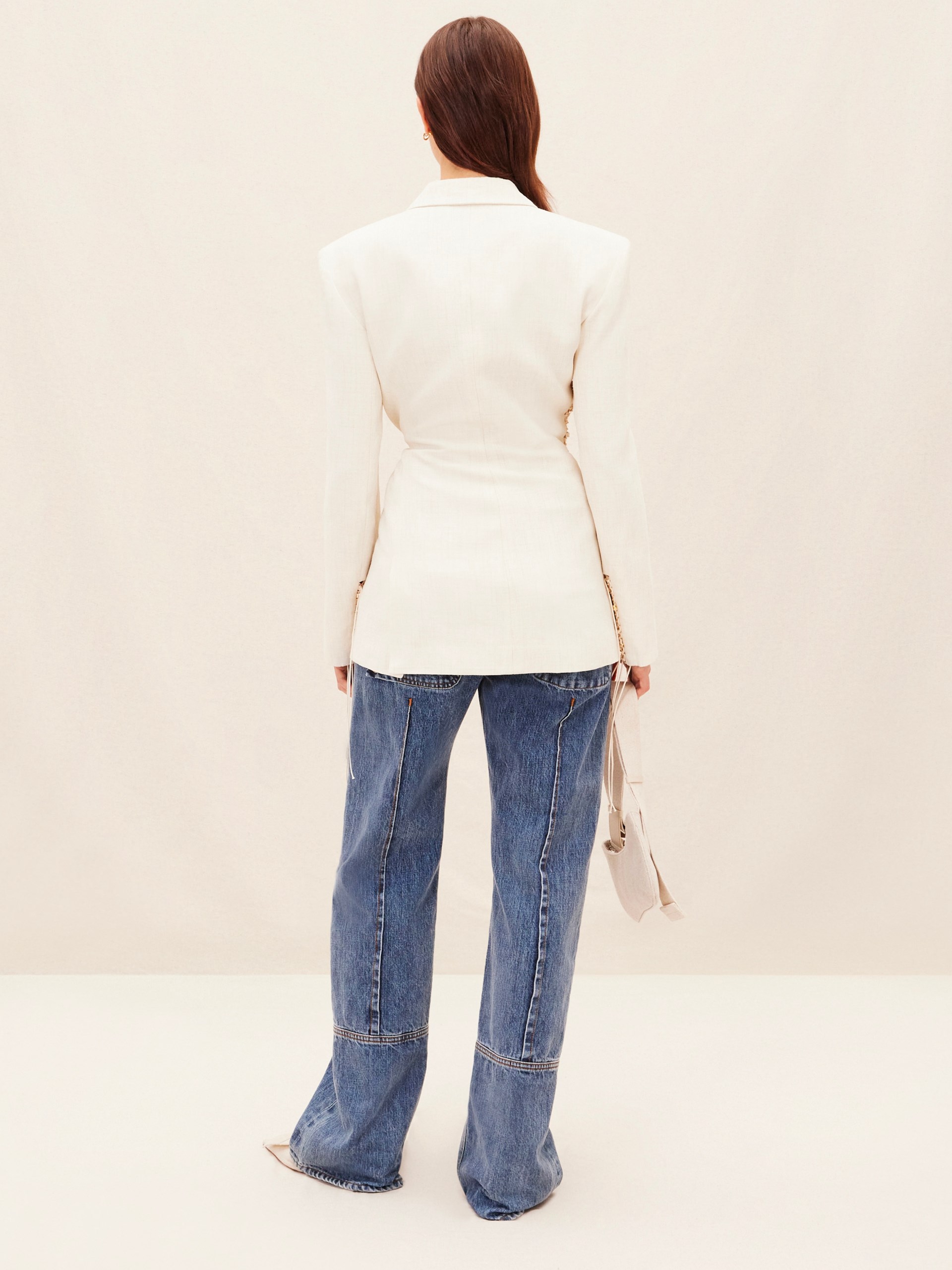 Jacquemus Tibau off-white double-breasted jacket with a slim fit