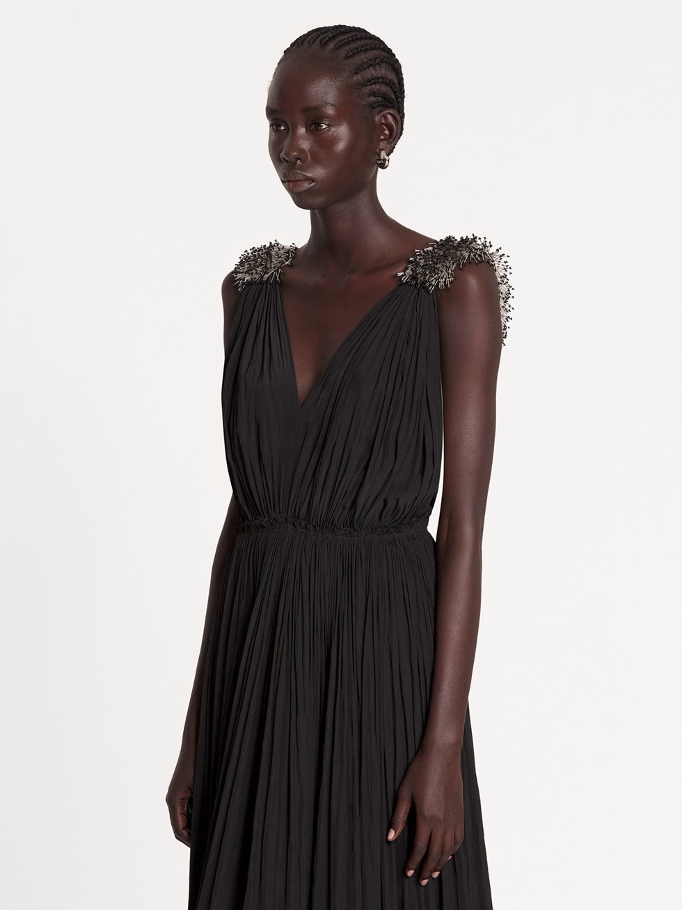 Чорна максісукня Lanvin Charmeuse з рюшами