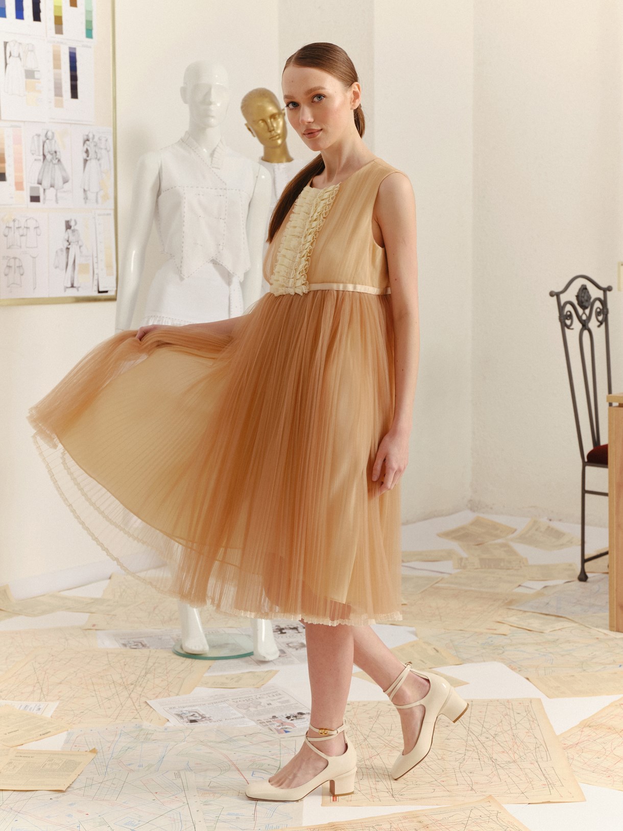 Park Avenue Atelier powder pink silk dress