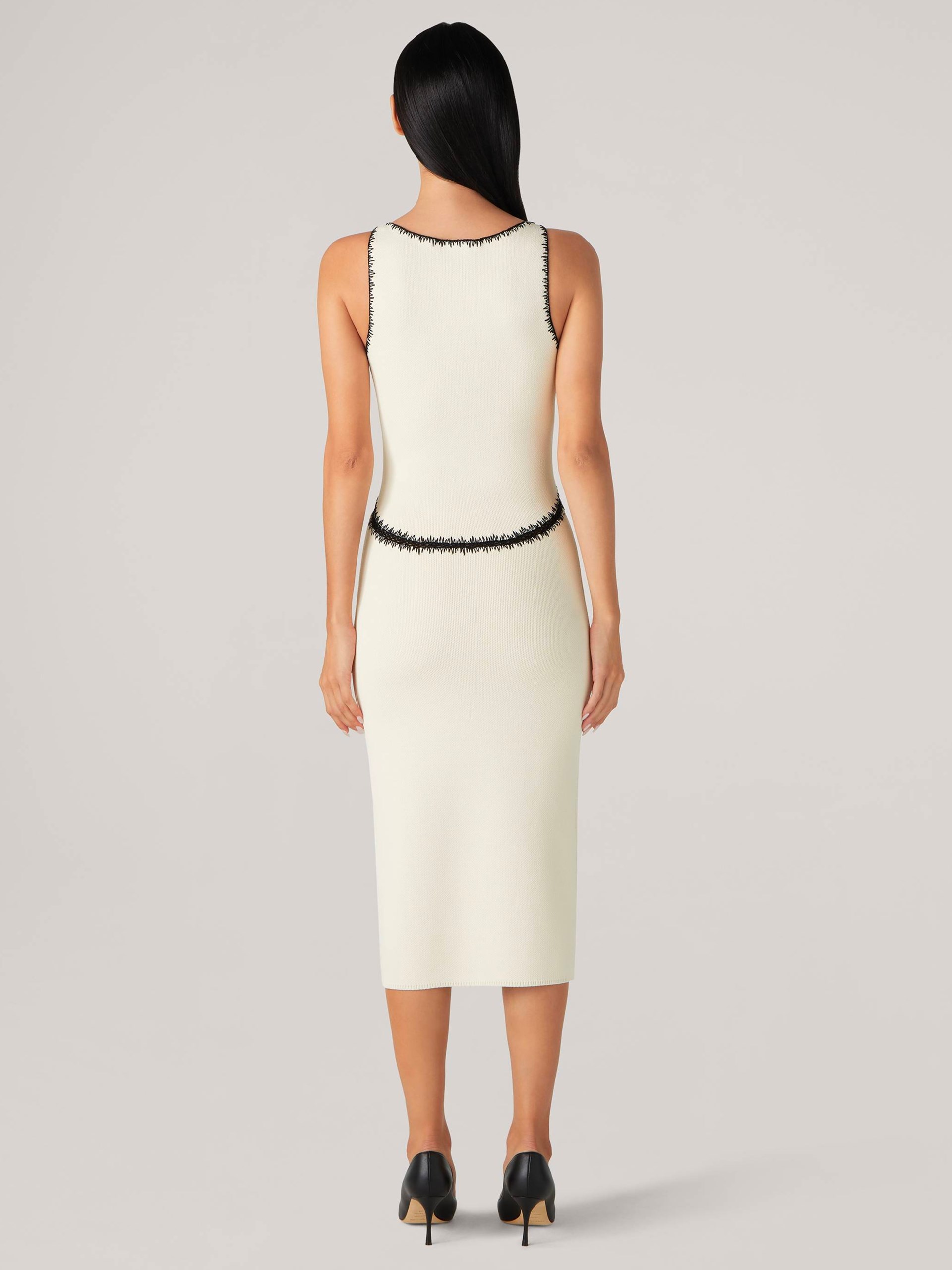 St. John ecru dress with contrasting knitted details