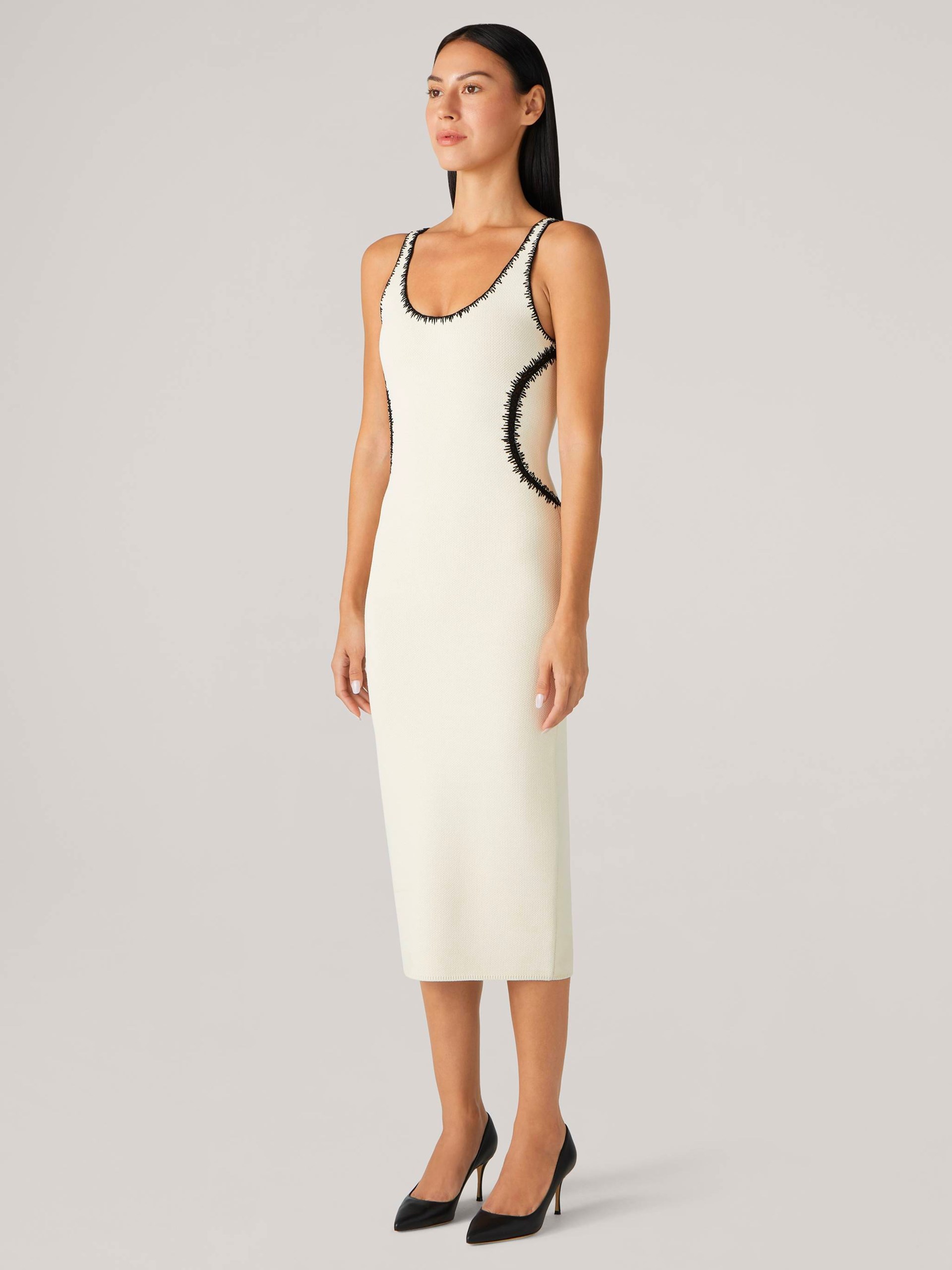 St. John ecru dress with contrasting knitted details