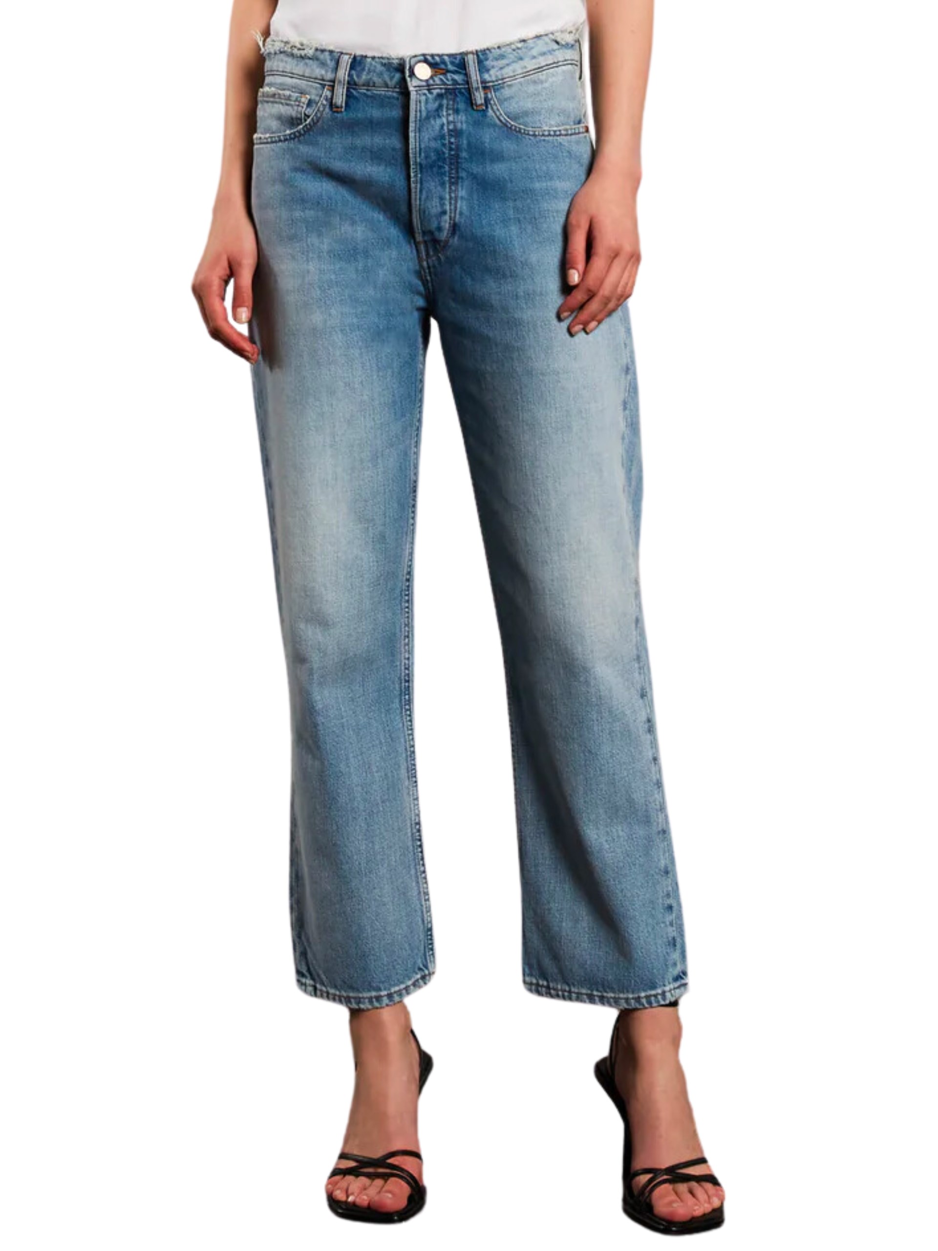 3x1 Blue Sabina Girlfriend cropped straight jeans