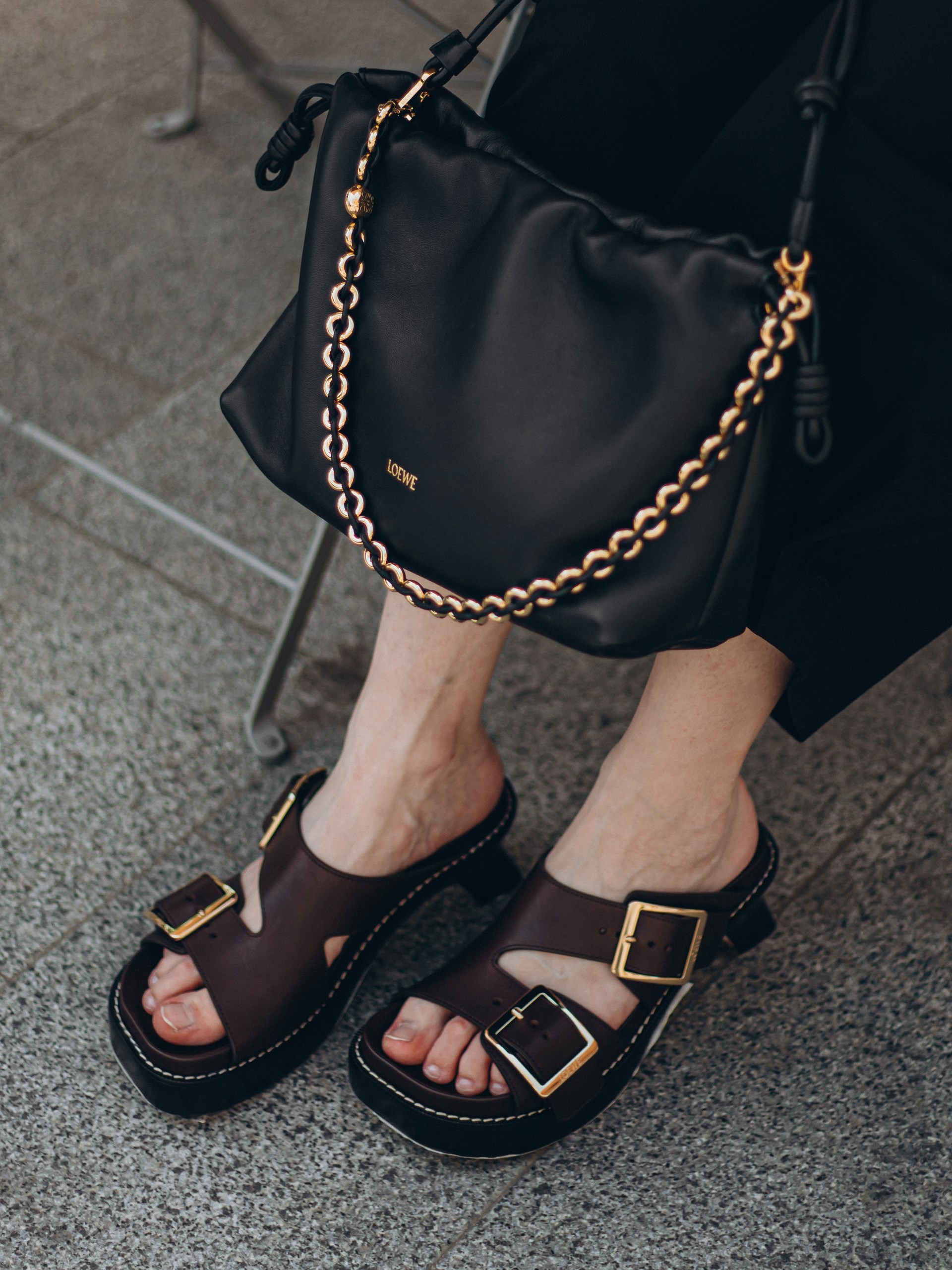 Loewe brown sandals with asymmetric heels