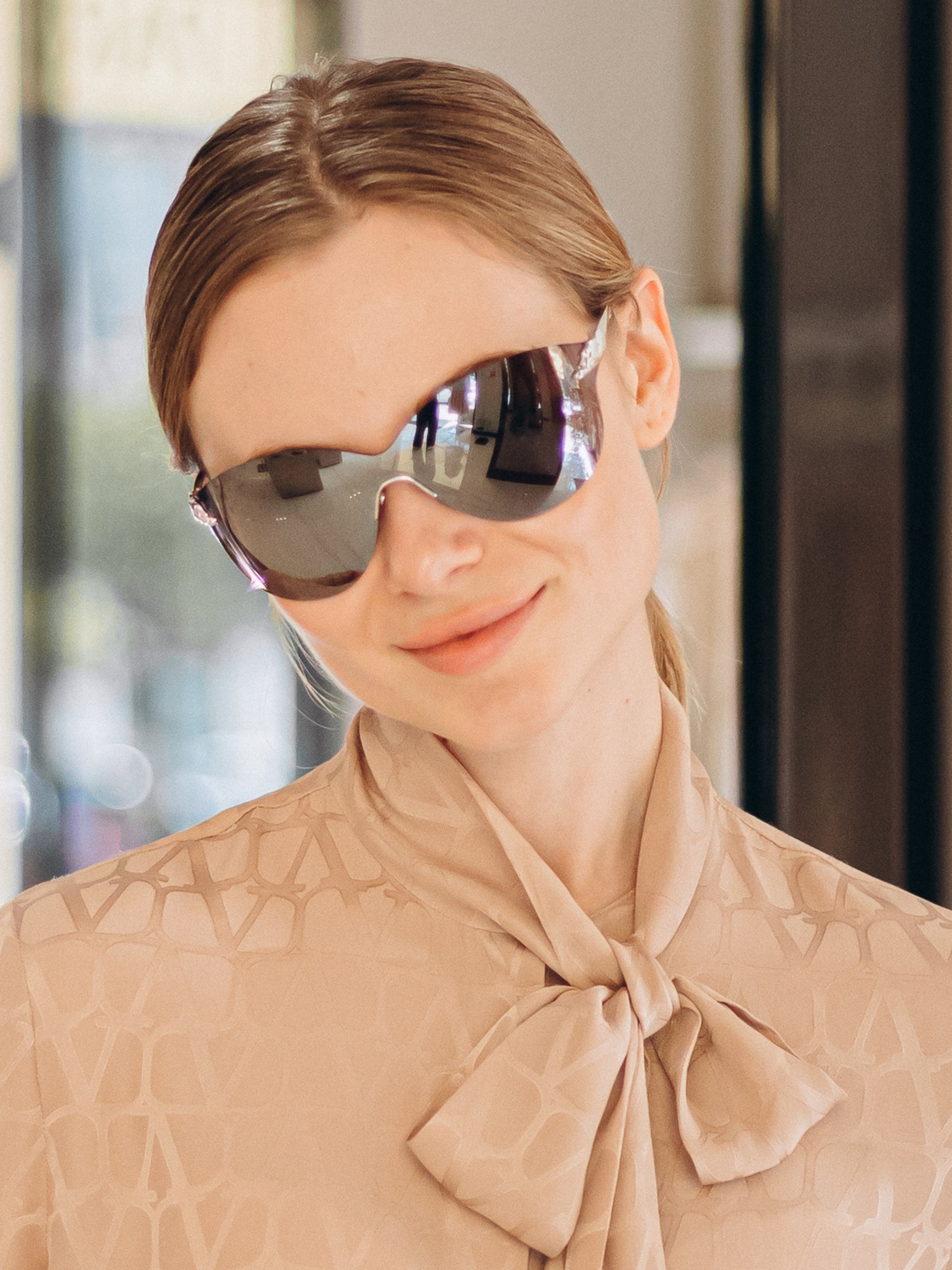 Cartier silver sunglasses with gray gradient lenses