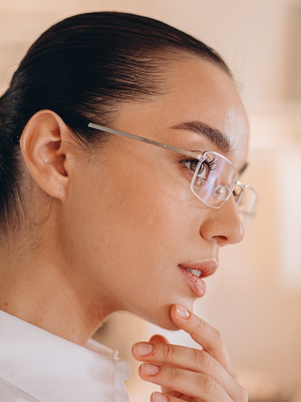 Cartier silver rectangular glasses with clear lenses