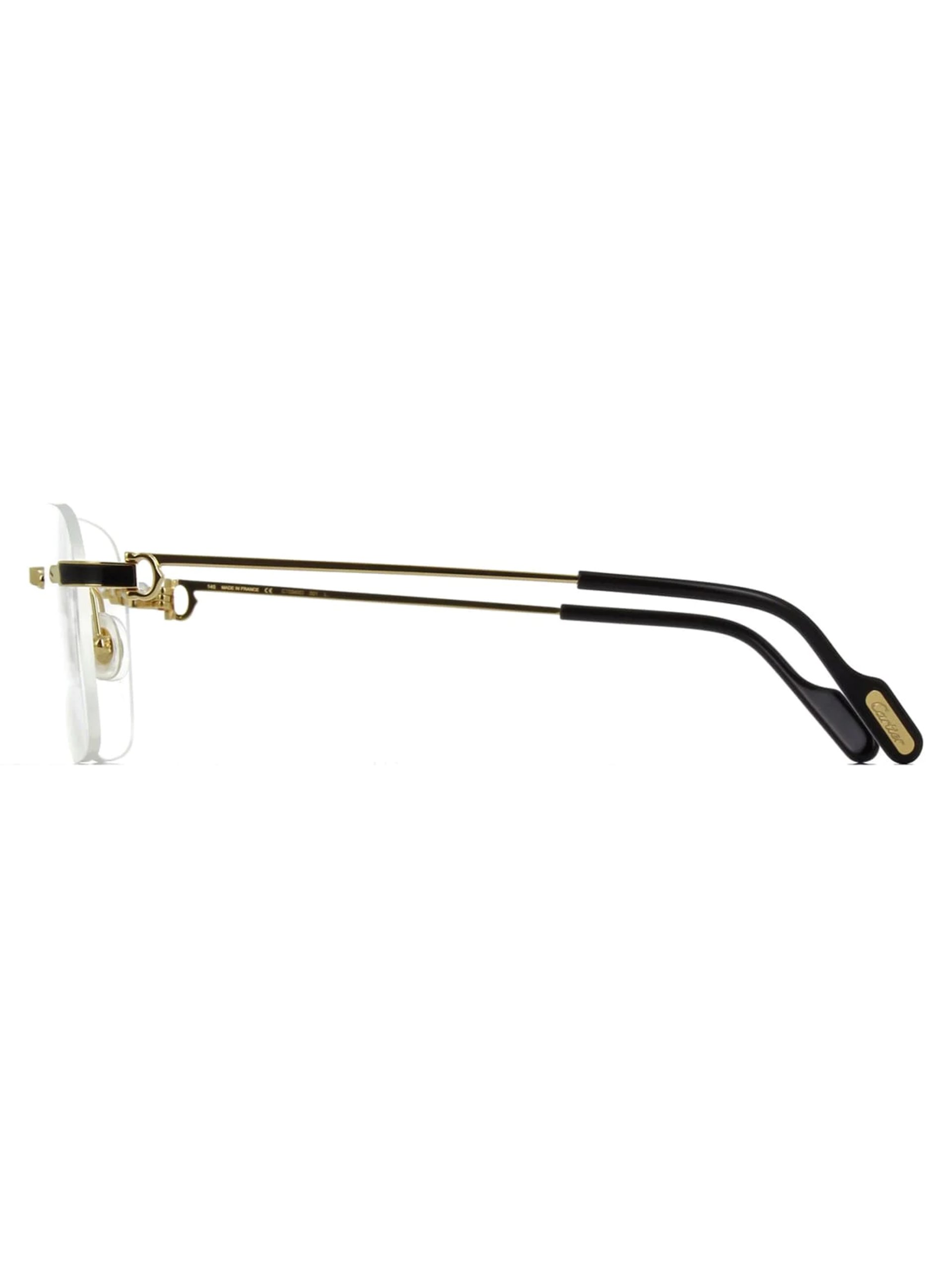 Cartier C Décor rectangular gold rimless glasses