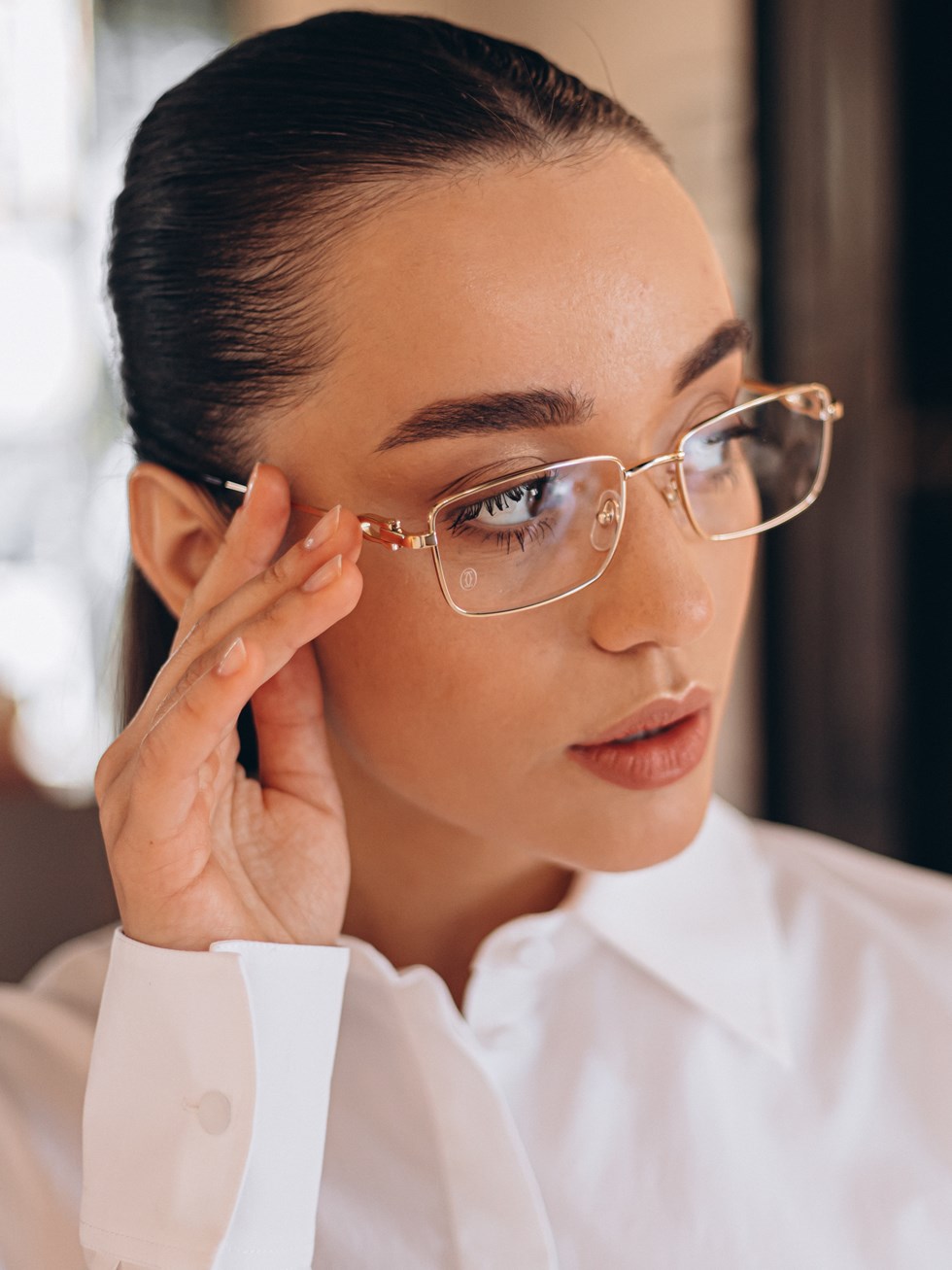 Cartier gold rectangular glasses with clear lenses