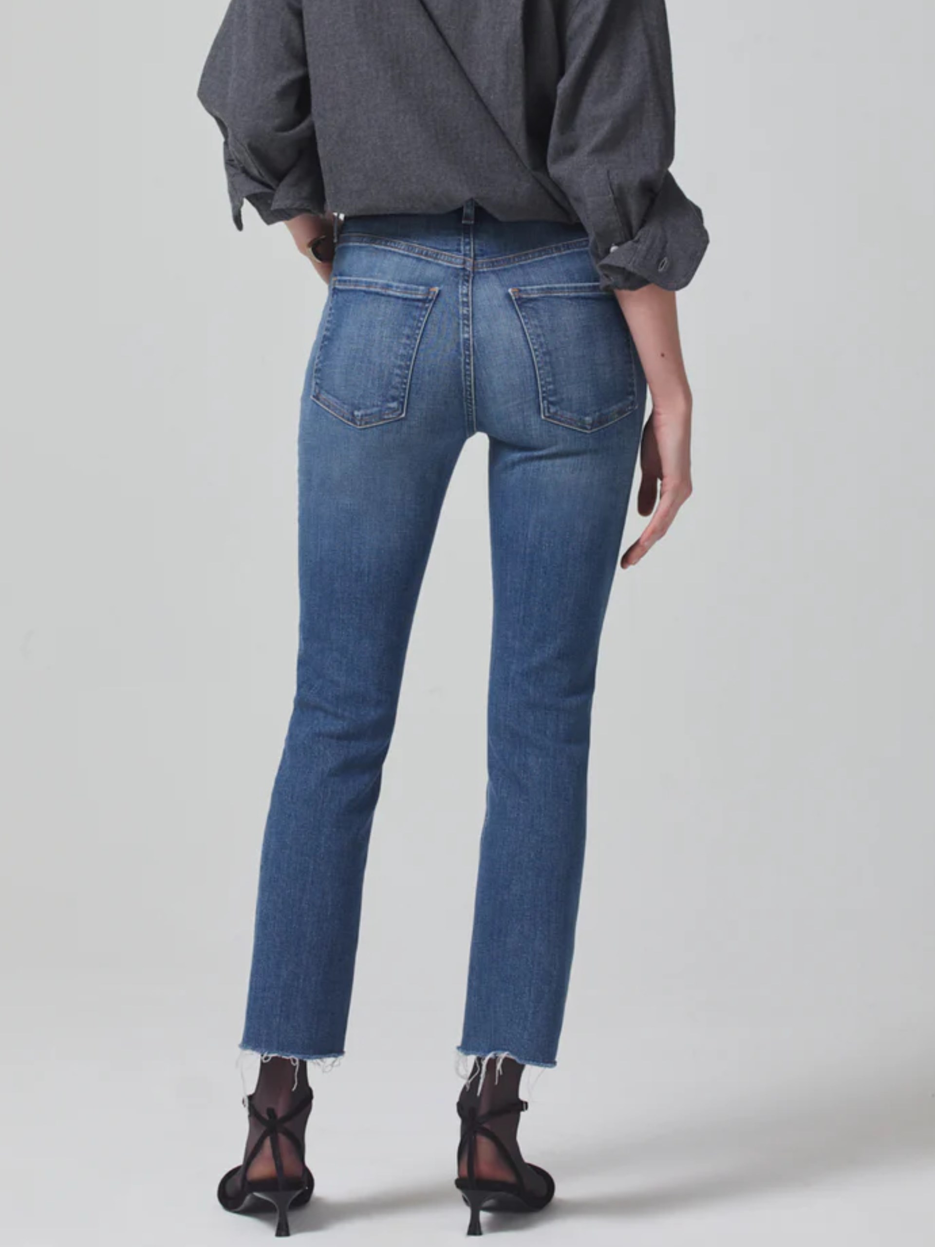 Citizens of Humanity Isola cropped jeans with raw edges in blue