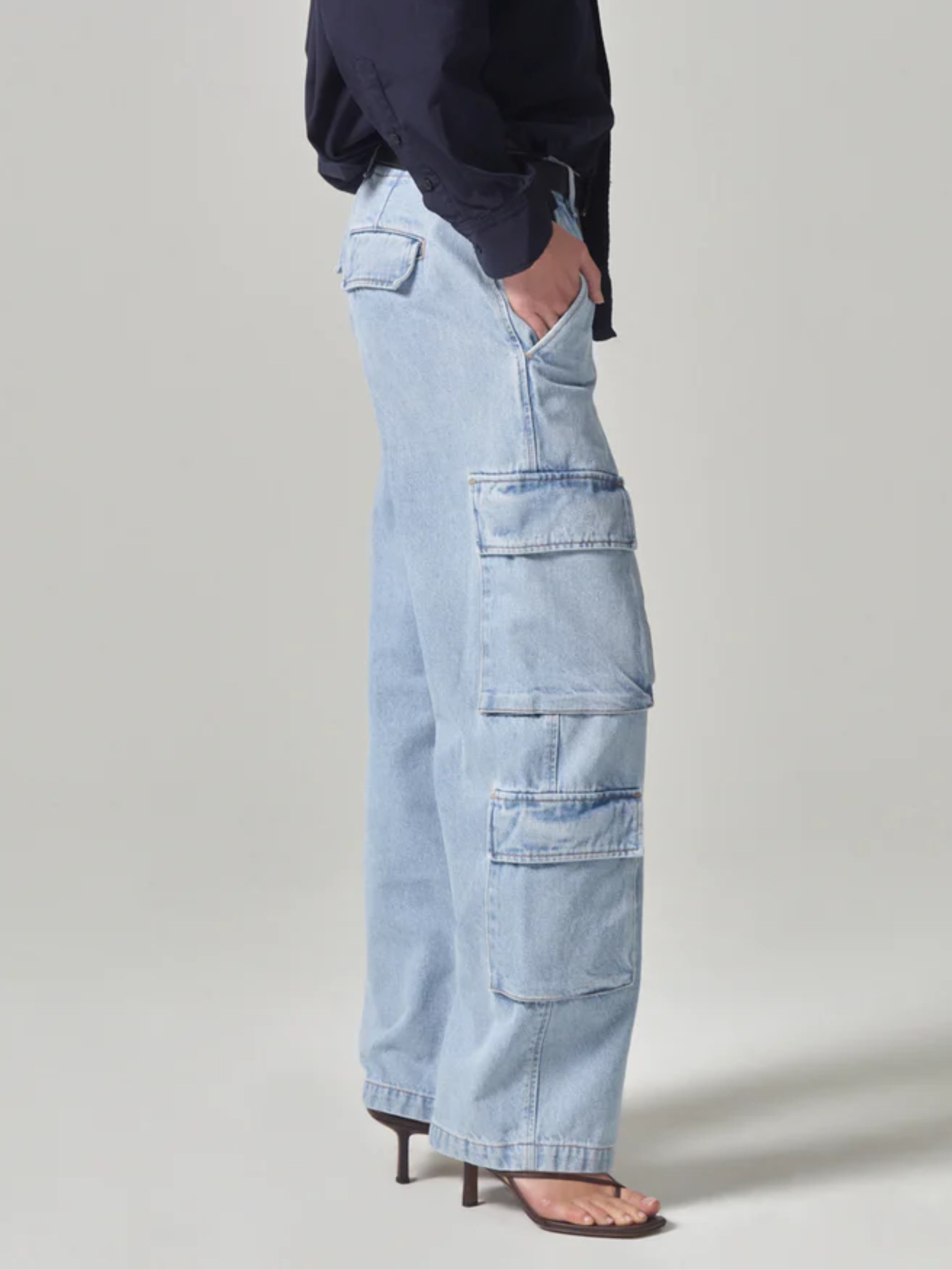 Citizens of Humanity Delena cargo jeans in light blue cotton