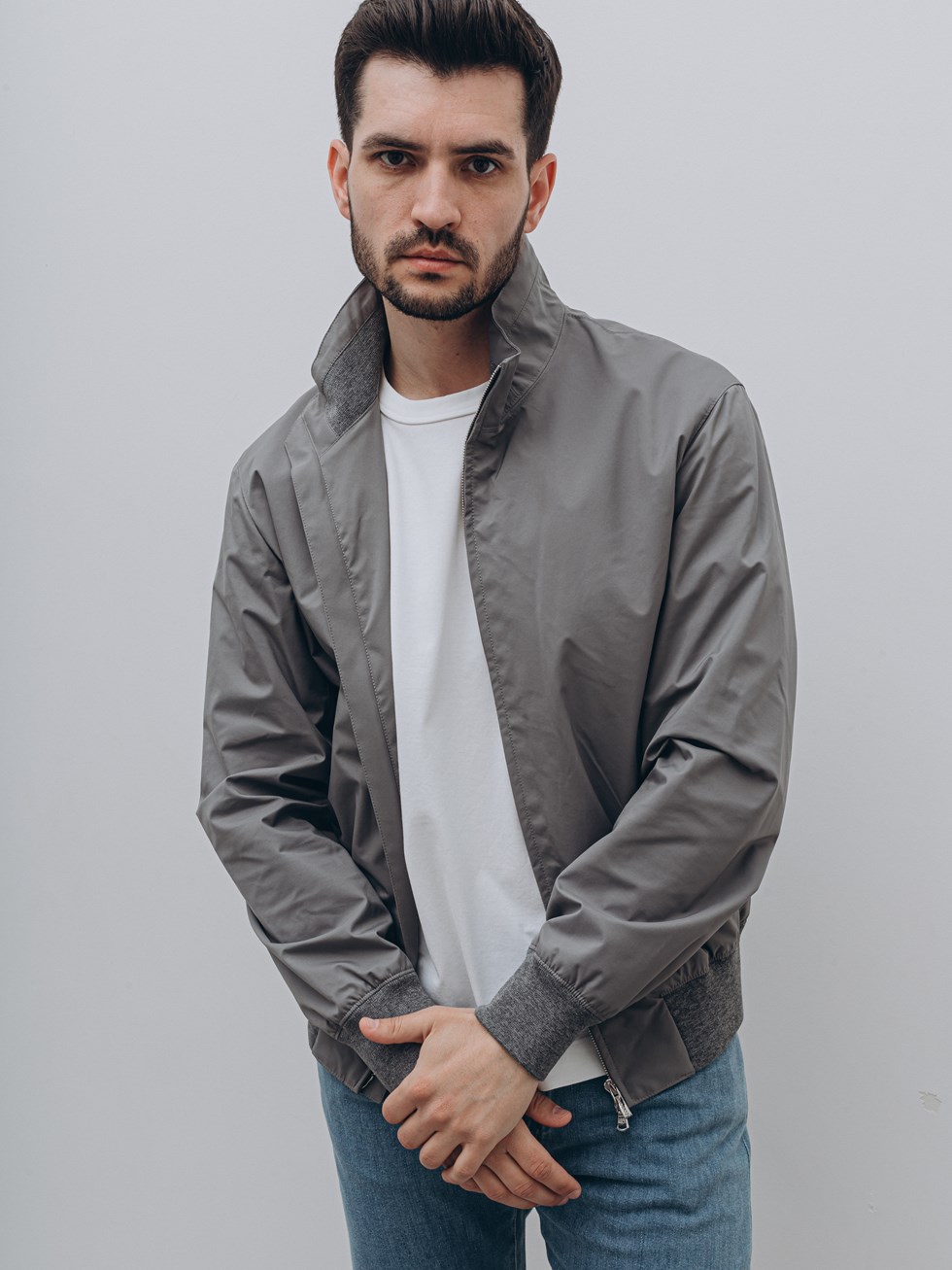 Cortigiani sports style gray bomber jacket for men