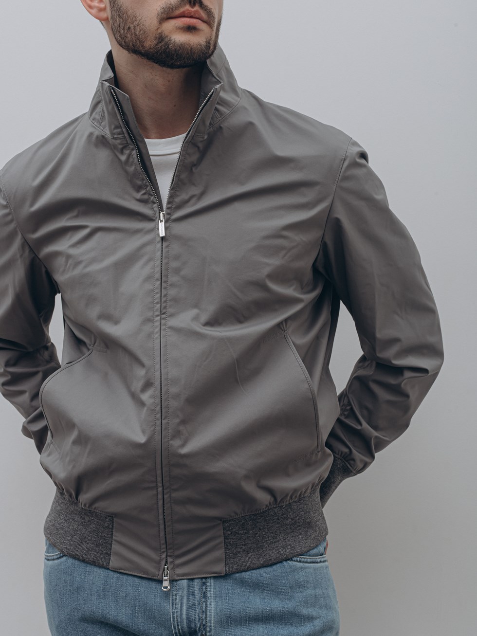 Cortigiani sports style gray bomber jacket for men