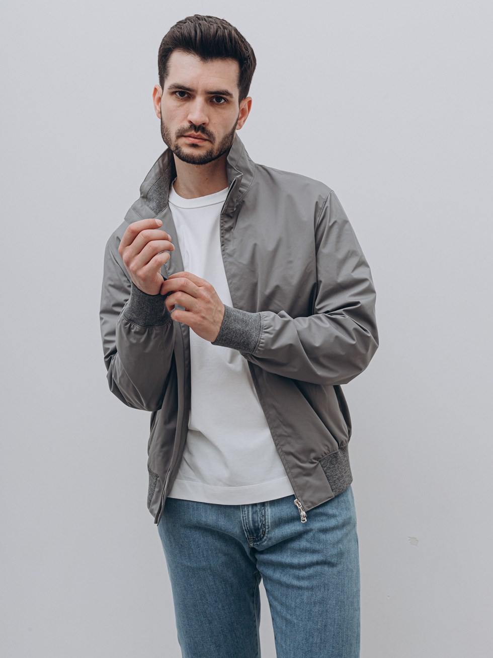 Cortigiani sports style gray bomber jacket for men