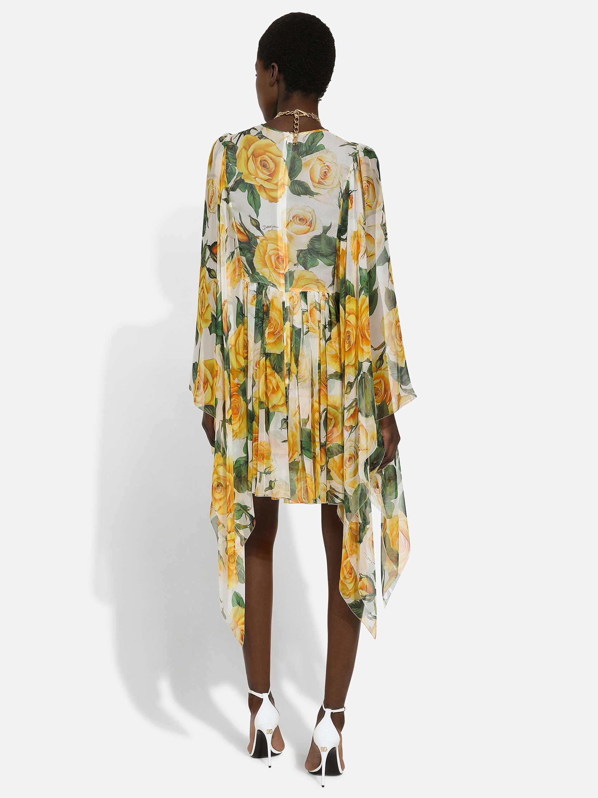 Dolce&Gabbana Tuta midi dress in a print of yellow roses