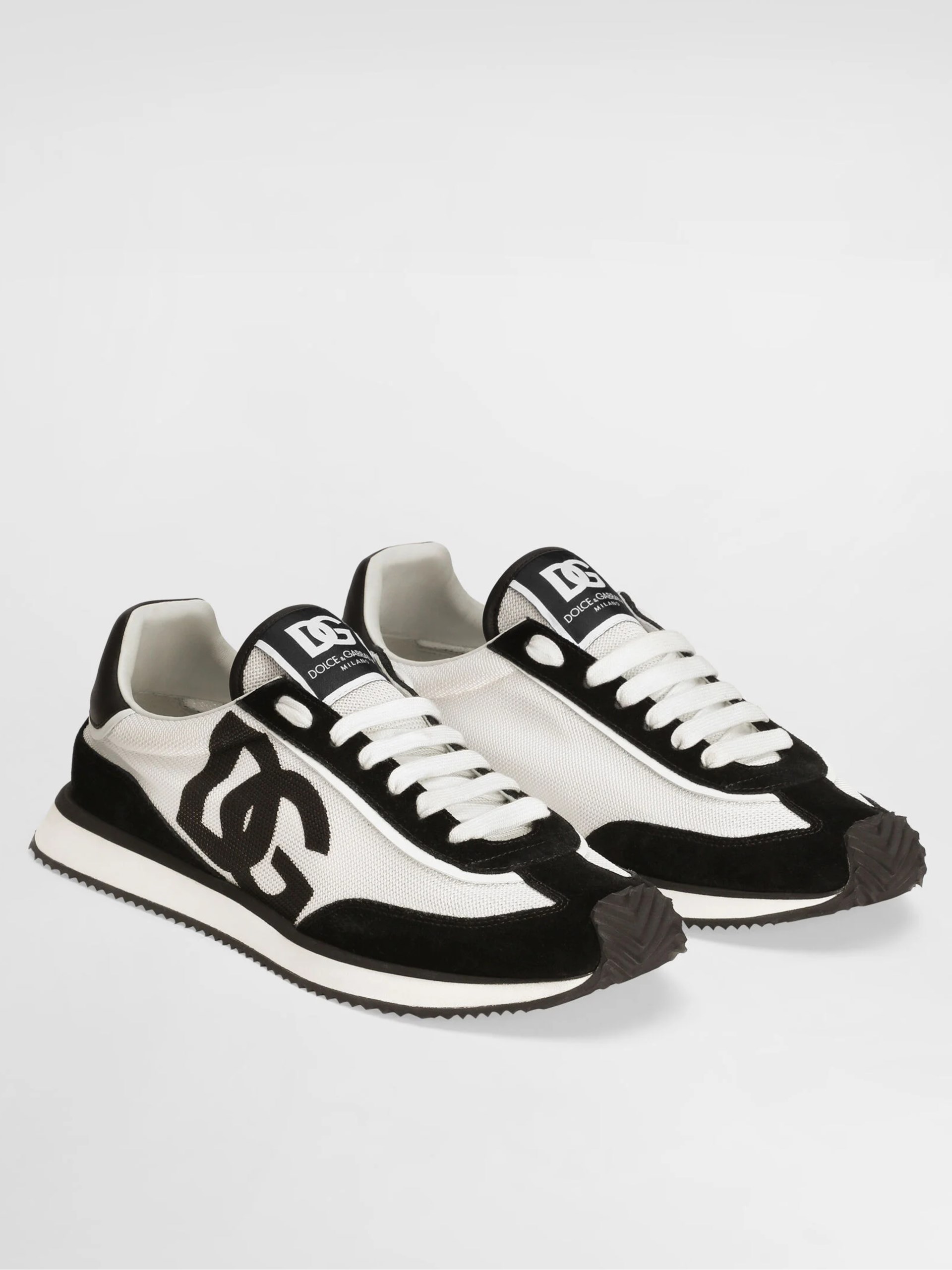 Dolce&Gabbana men's black and white sneakers made of combined fabrics