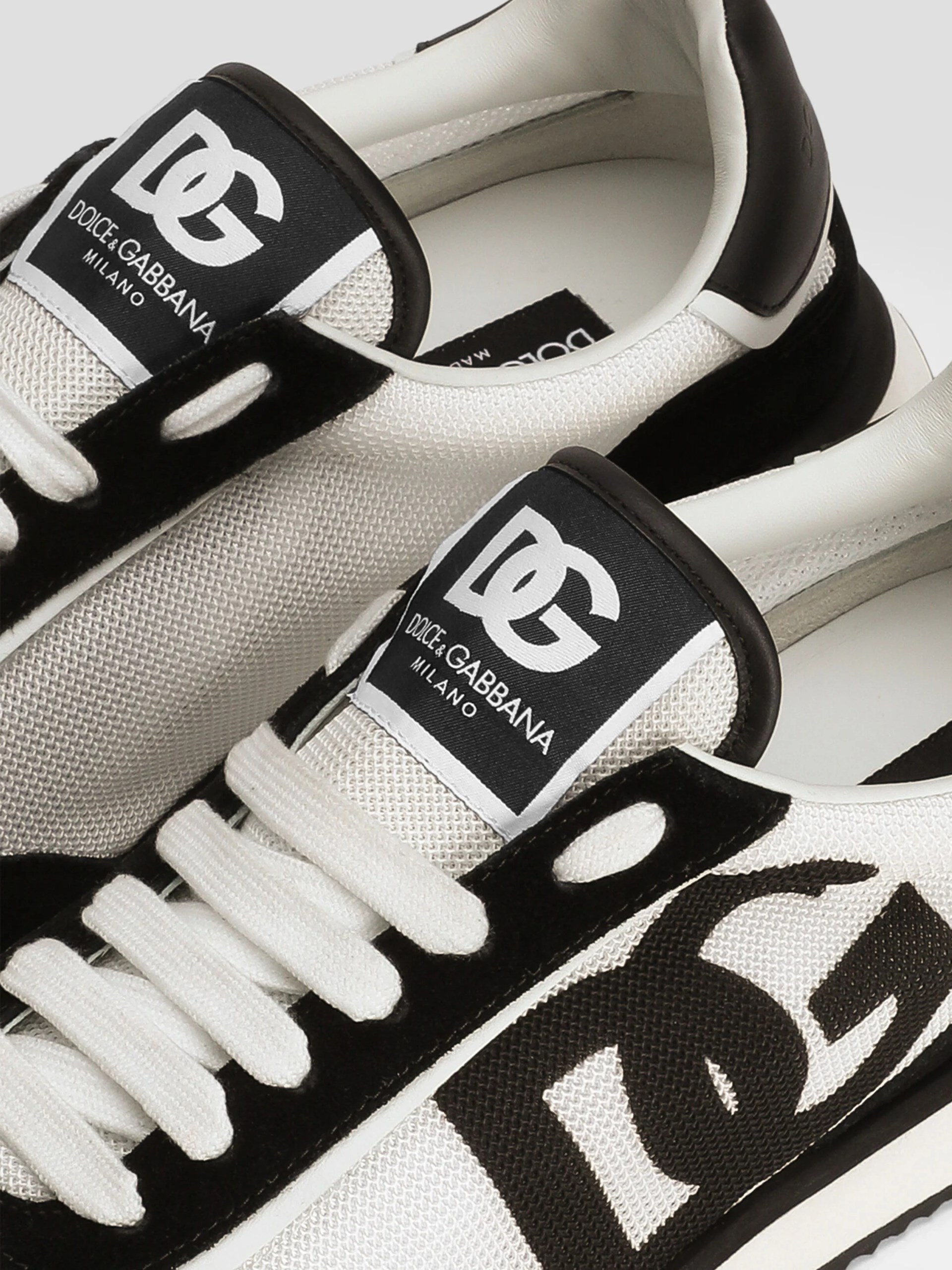 Dolce&Gabbana men's black and white sneakers made of combined fabrics