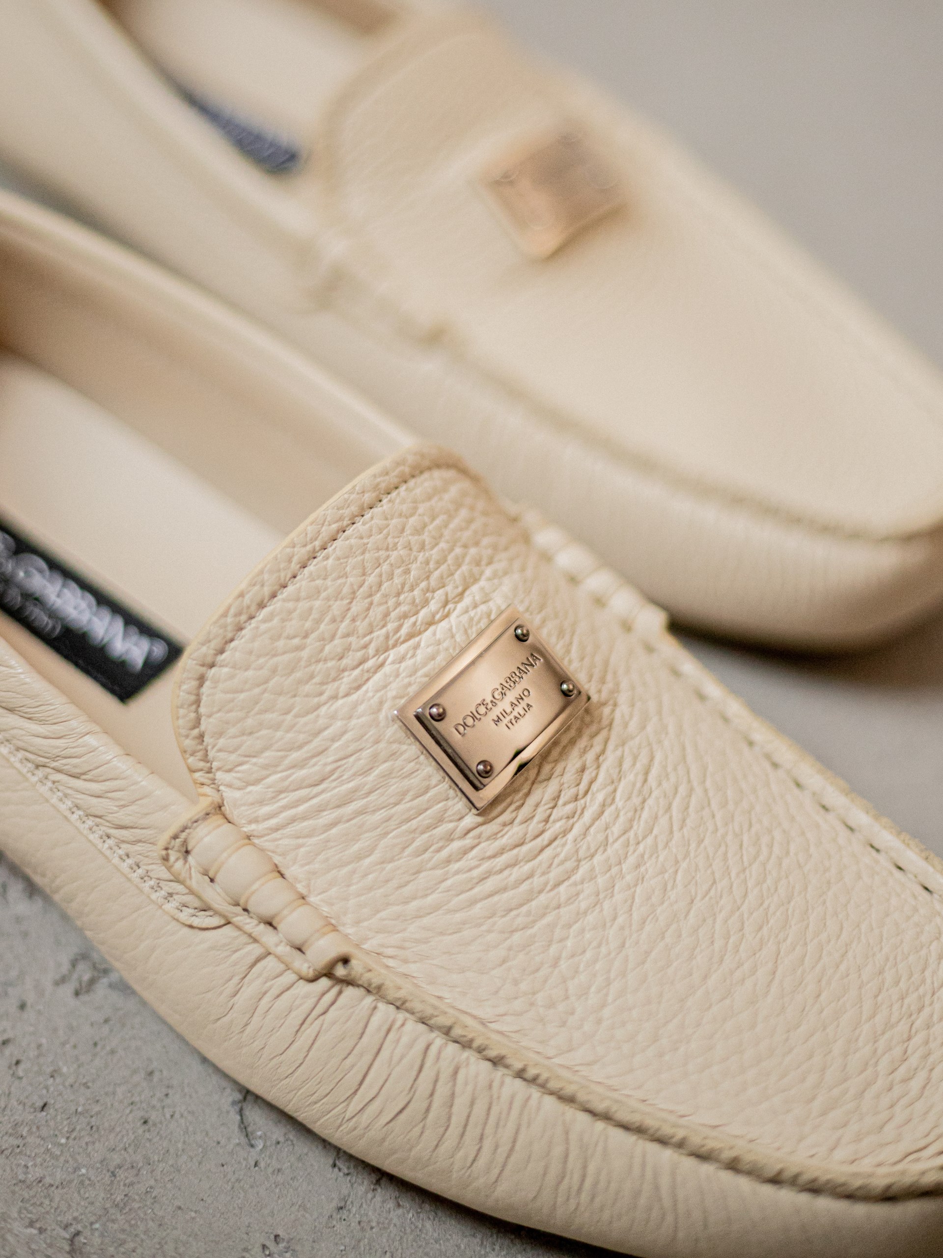 Dolce&Gabbana Driver Men's beige leather loafers