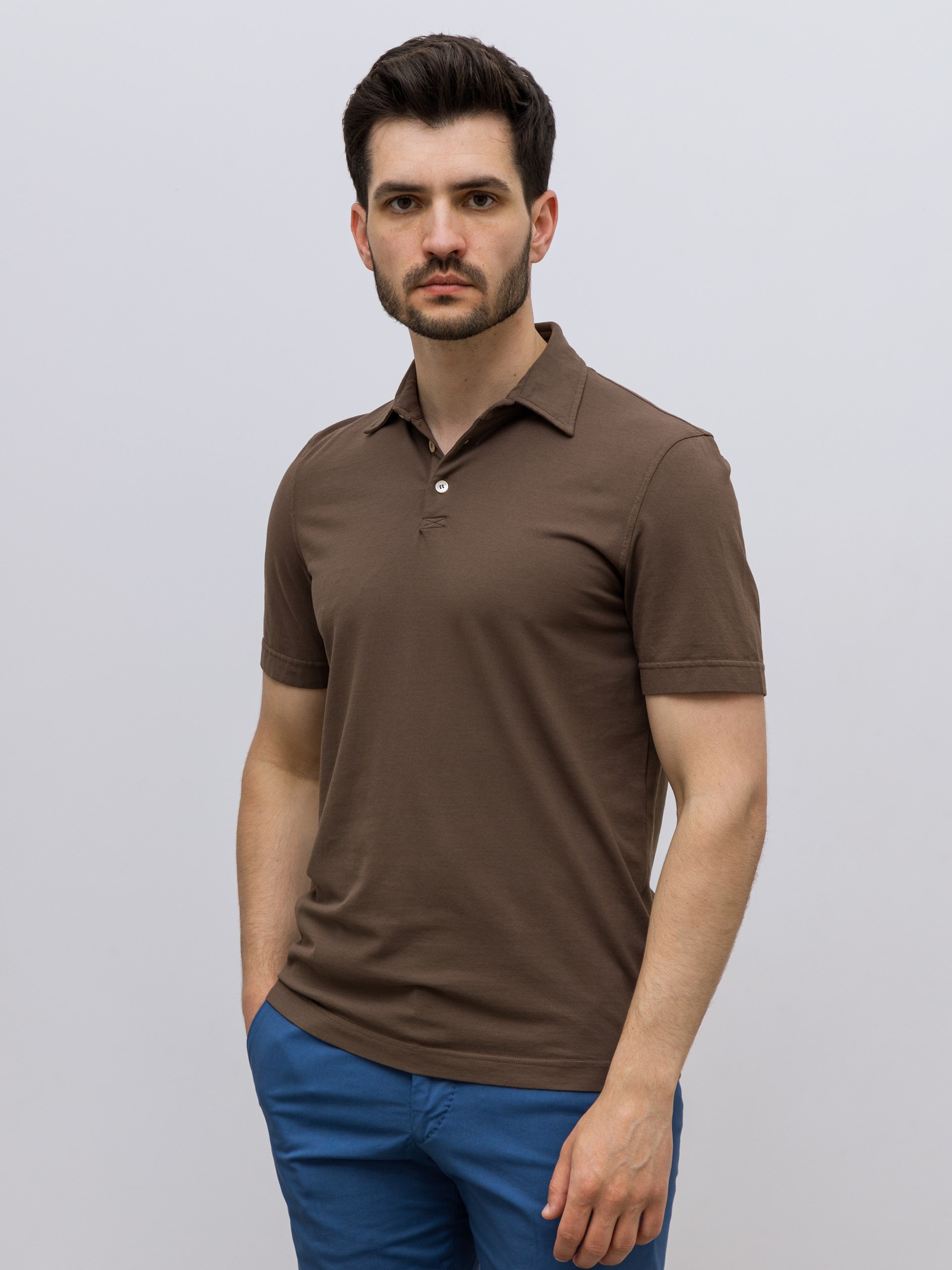 Fedeli Alby cotton polo shirt in light brown