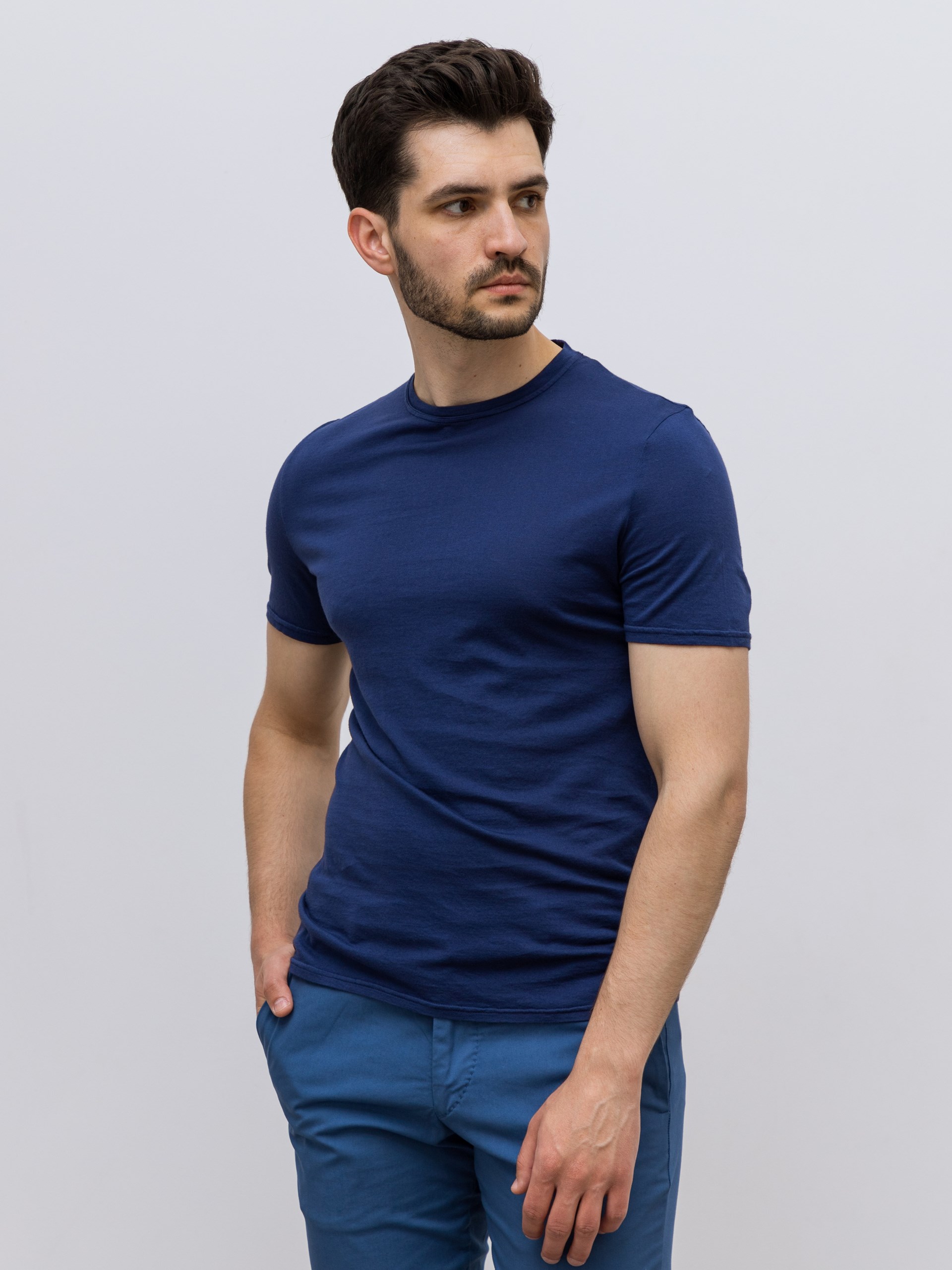 Fedeli Gary cotton t-shirt in navy blue