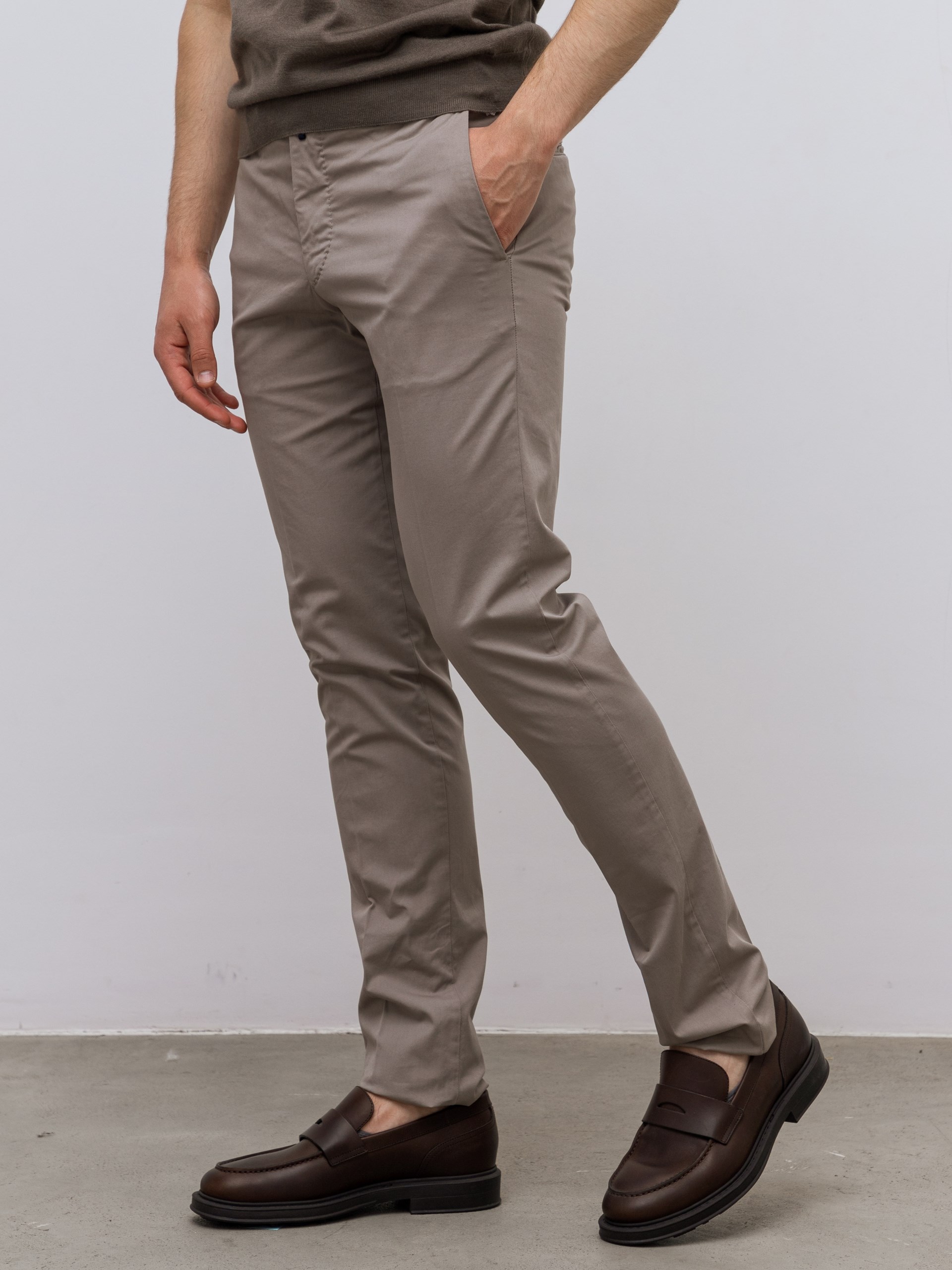 Fedeli Ostuni gray and green cotton trousers with a classic cut