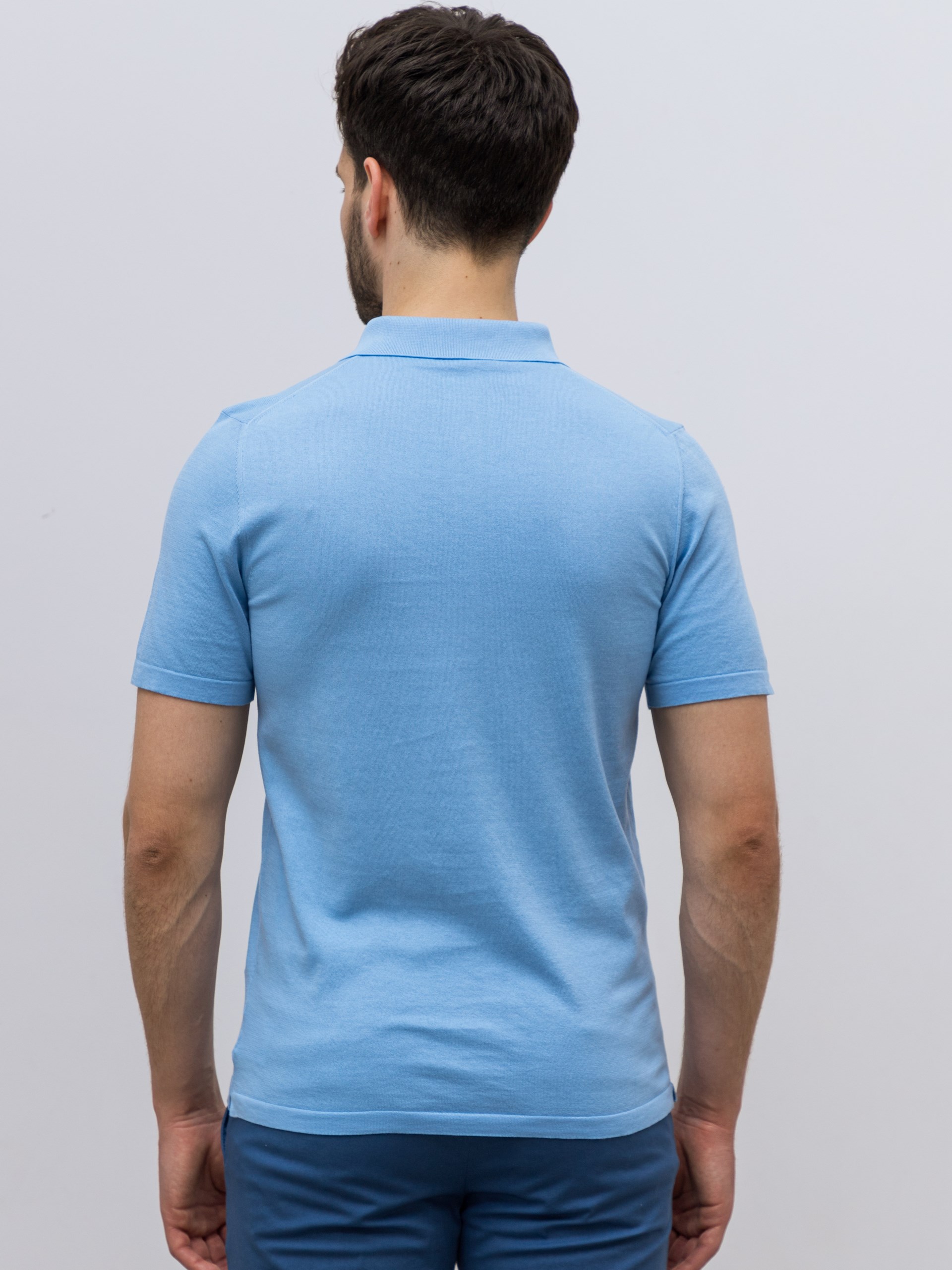 Men's Blue Fedeli Giza Knitted Cotton Polo