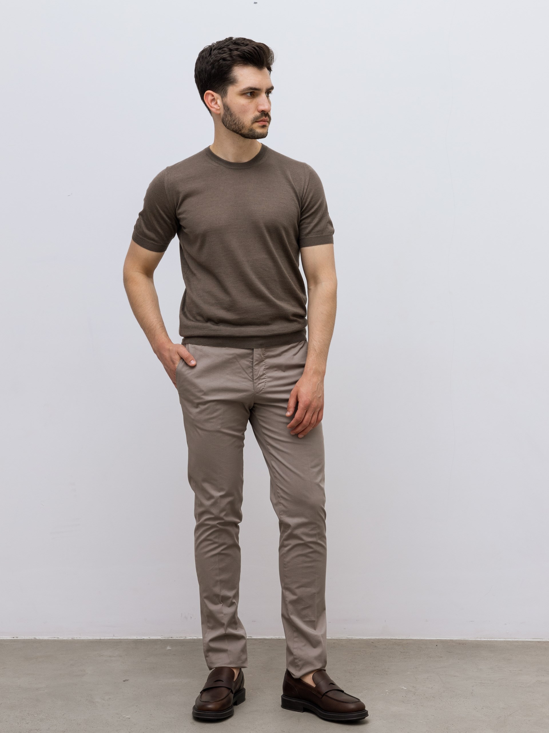 Fedeli Ostuni gray and green cotton trousers with a classic cut