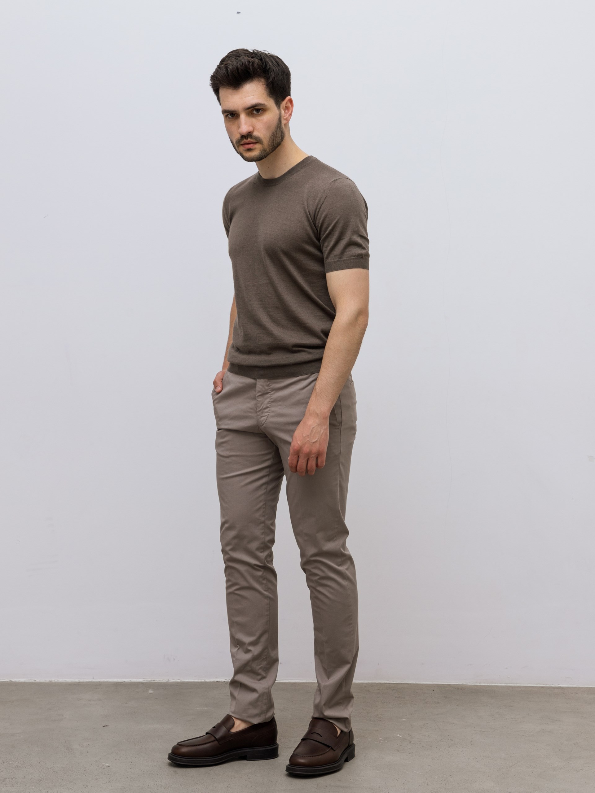 Fedeli Ostuni gray and green cotton trousers with a classic cut