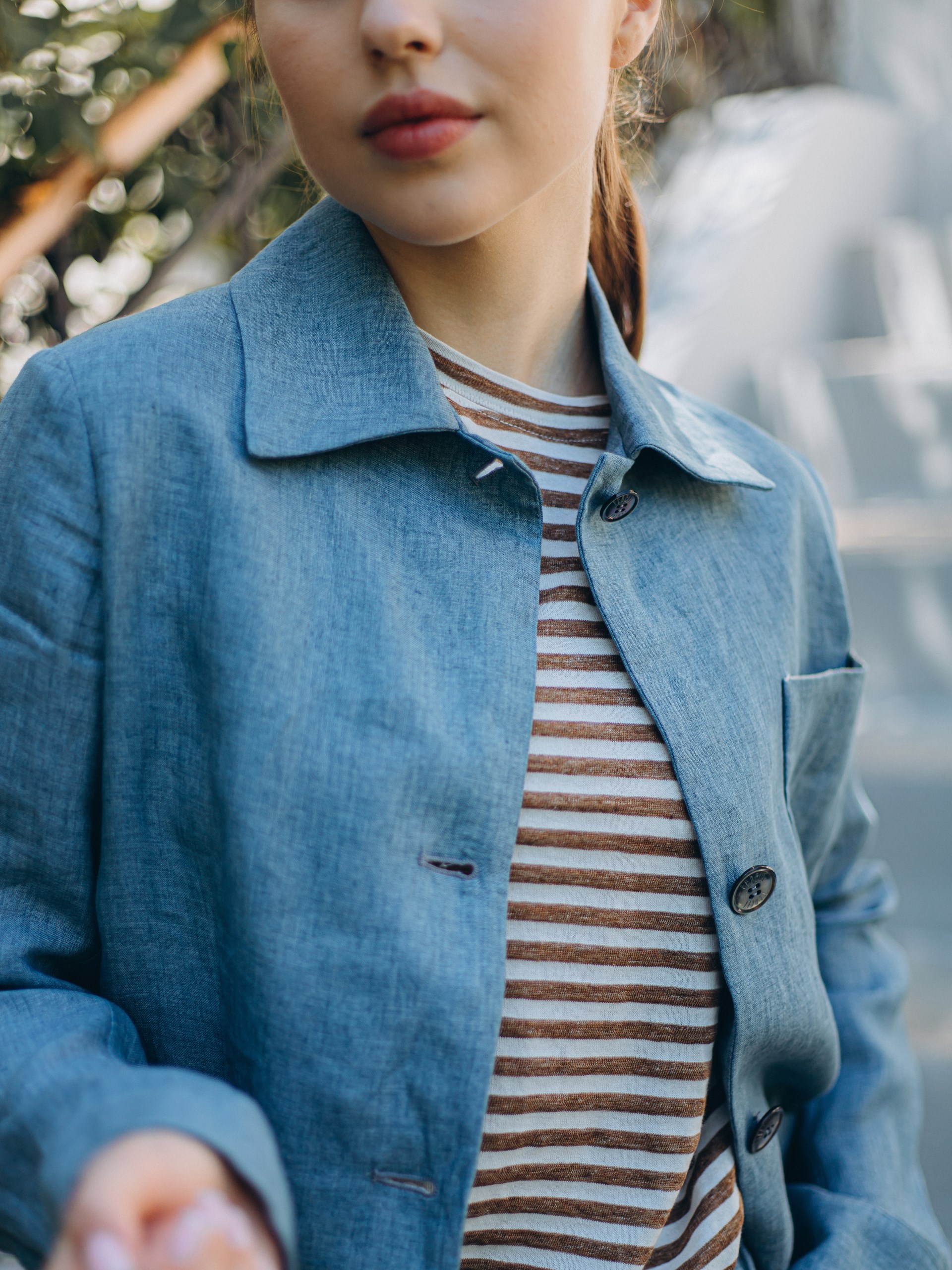 Fedeli Taormina blue linen jacket with patch pockets