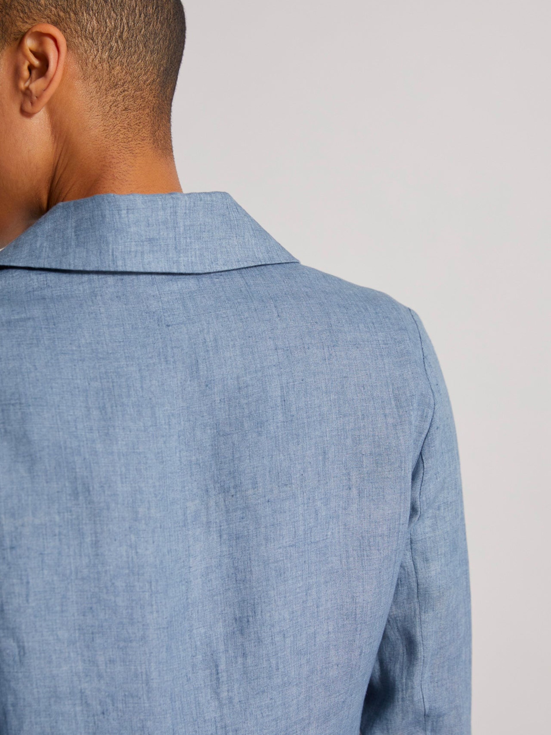 Fedeli Taormina blue linen jacket with patch pockets