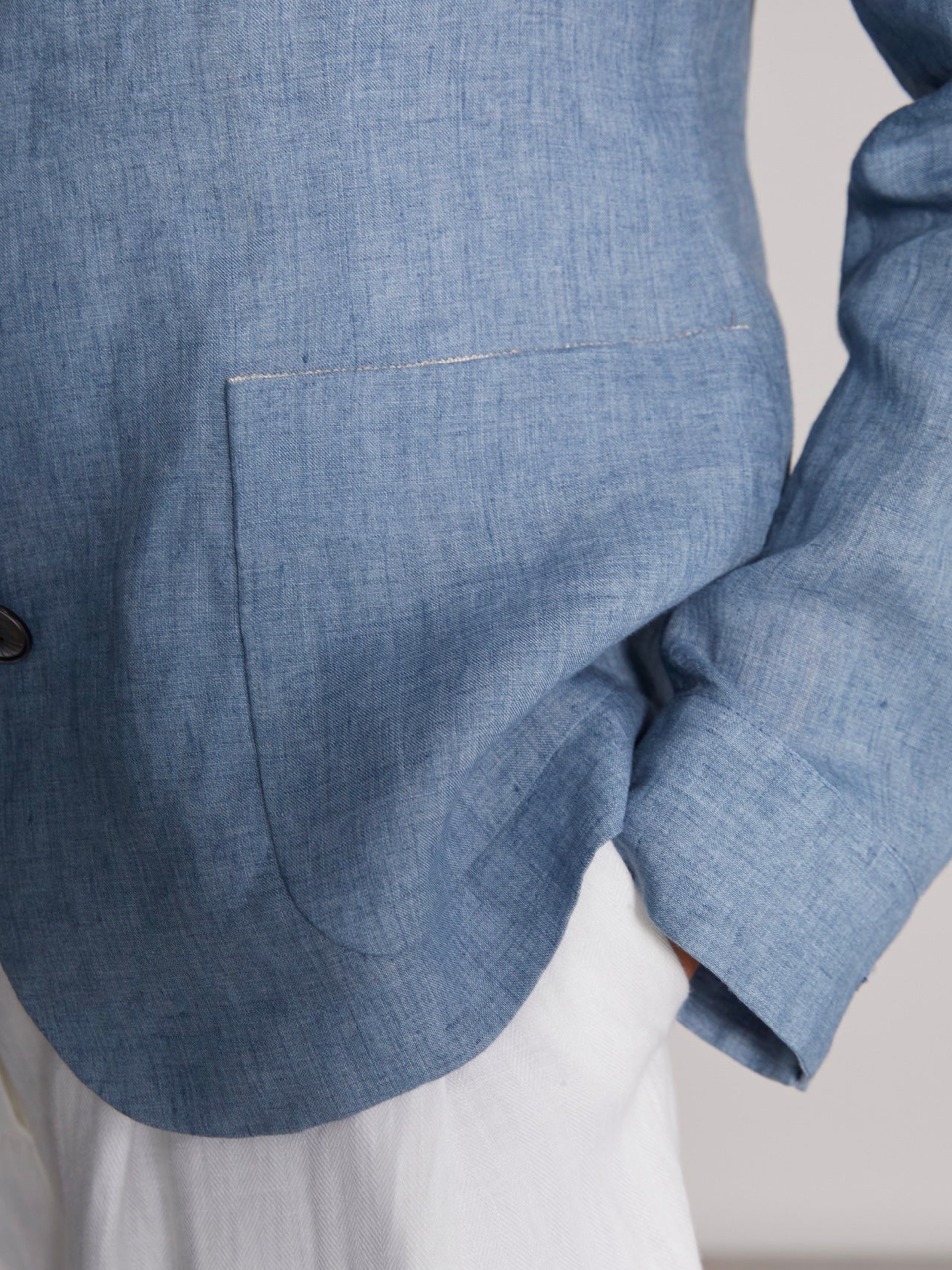 Fedeli Taormina blue linen jacket with patch pockets