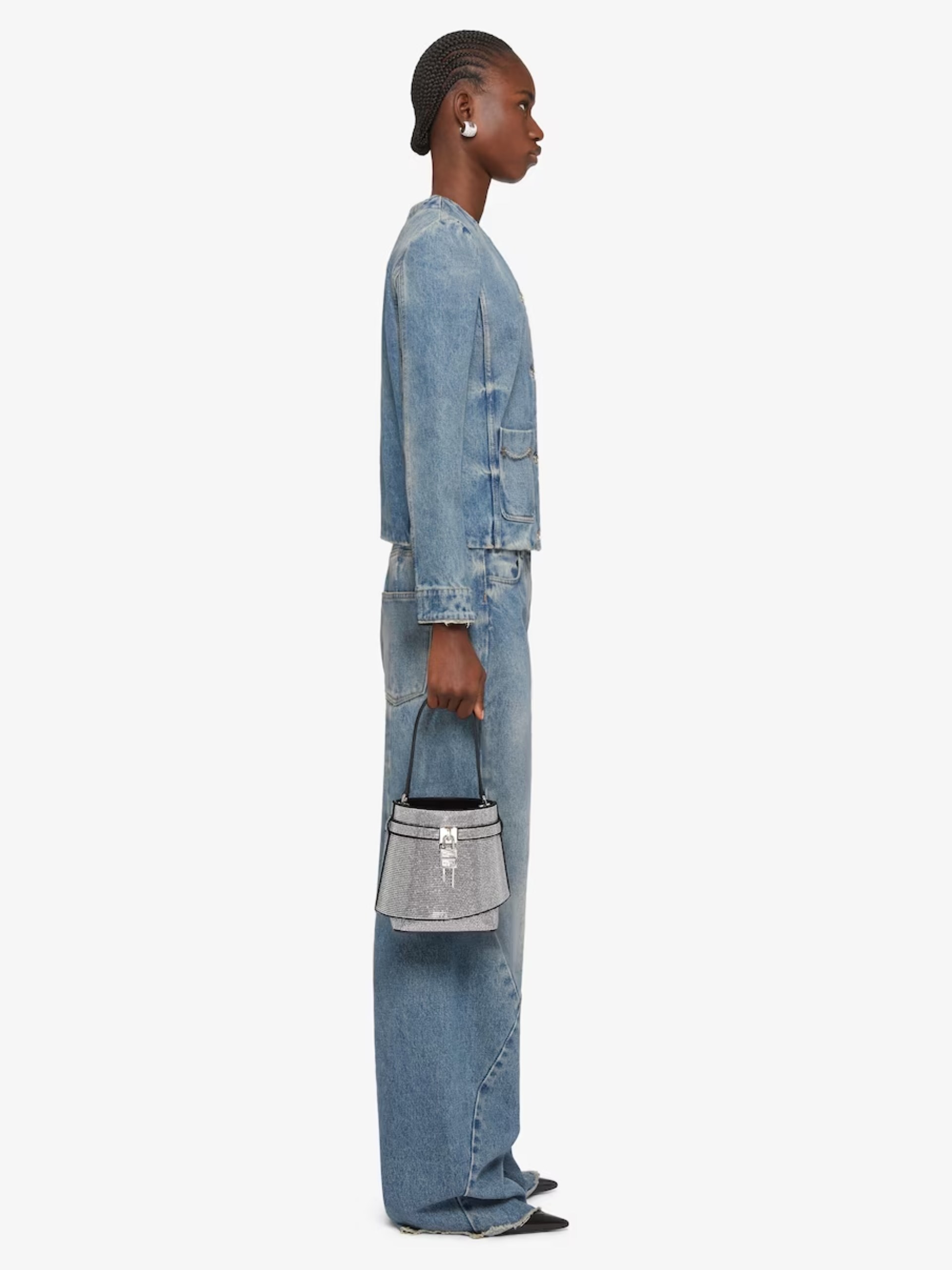 Givenchy blue denim jacket with chains