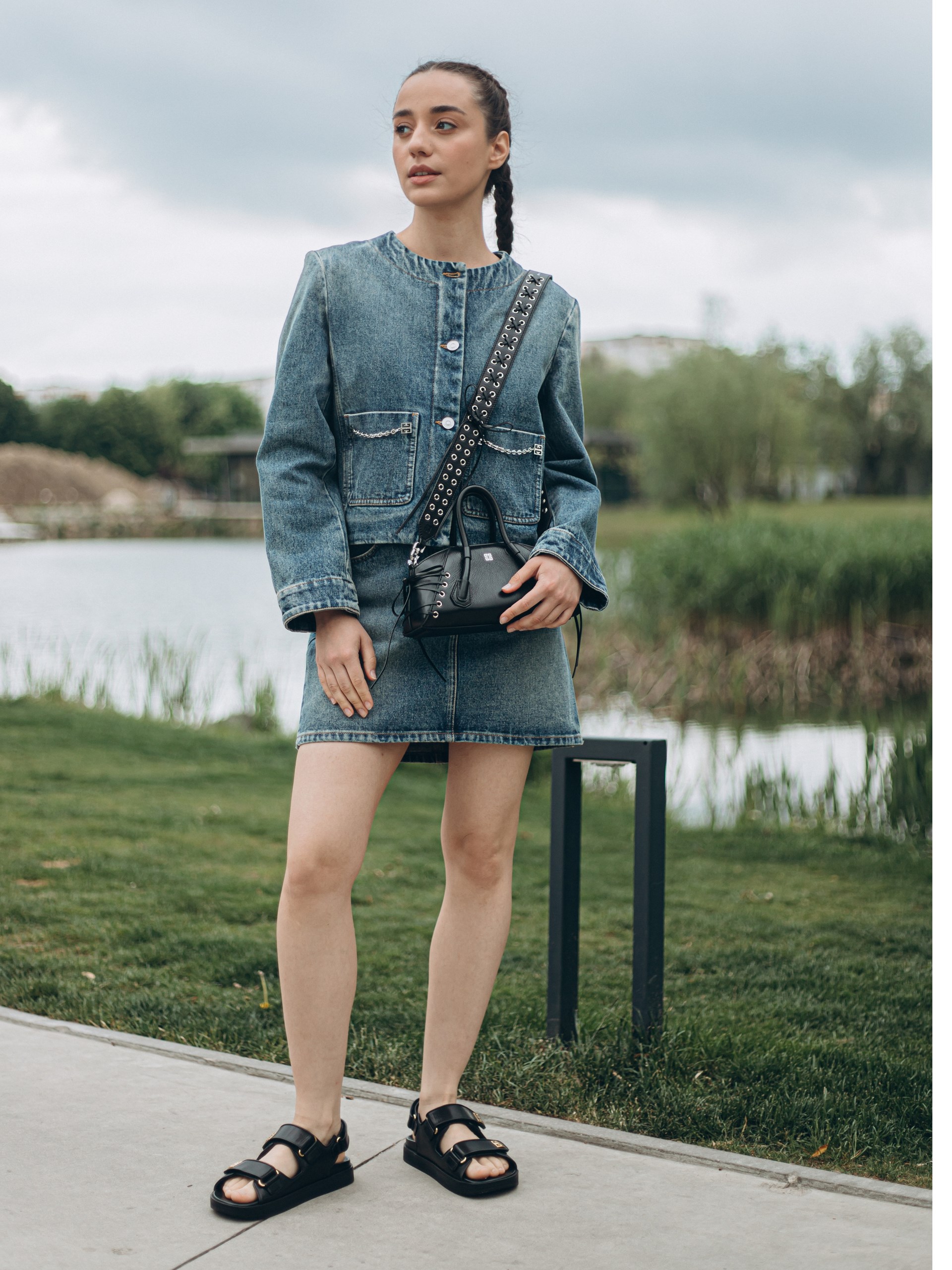 Givenchy blue denim jacket with chains