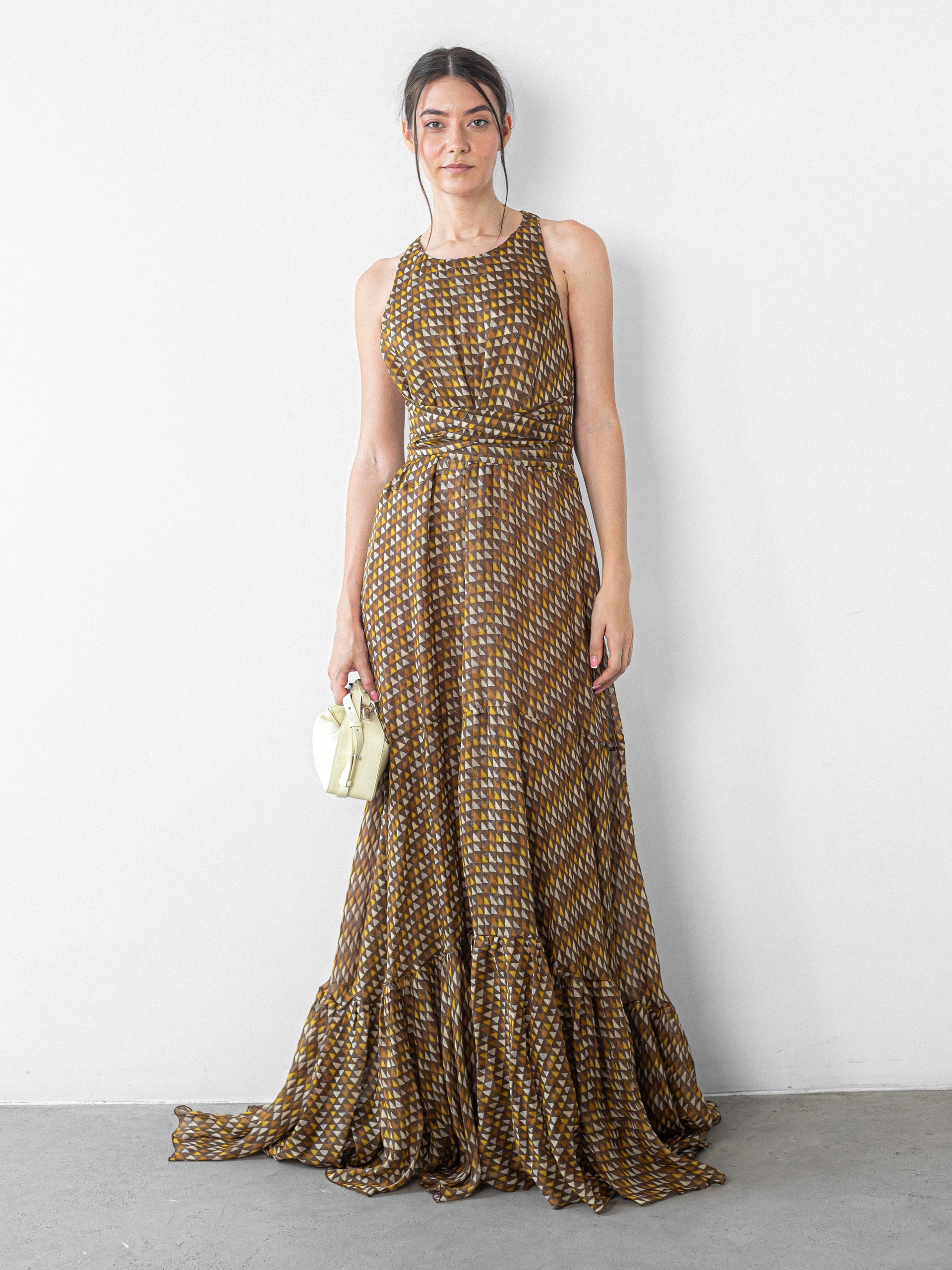 Kiton brown maxi length dress