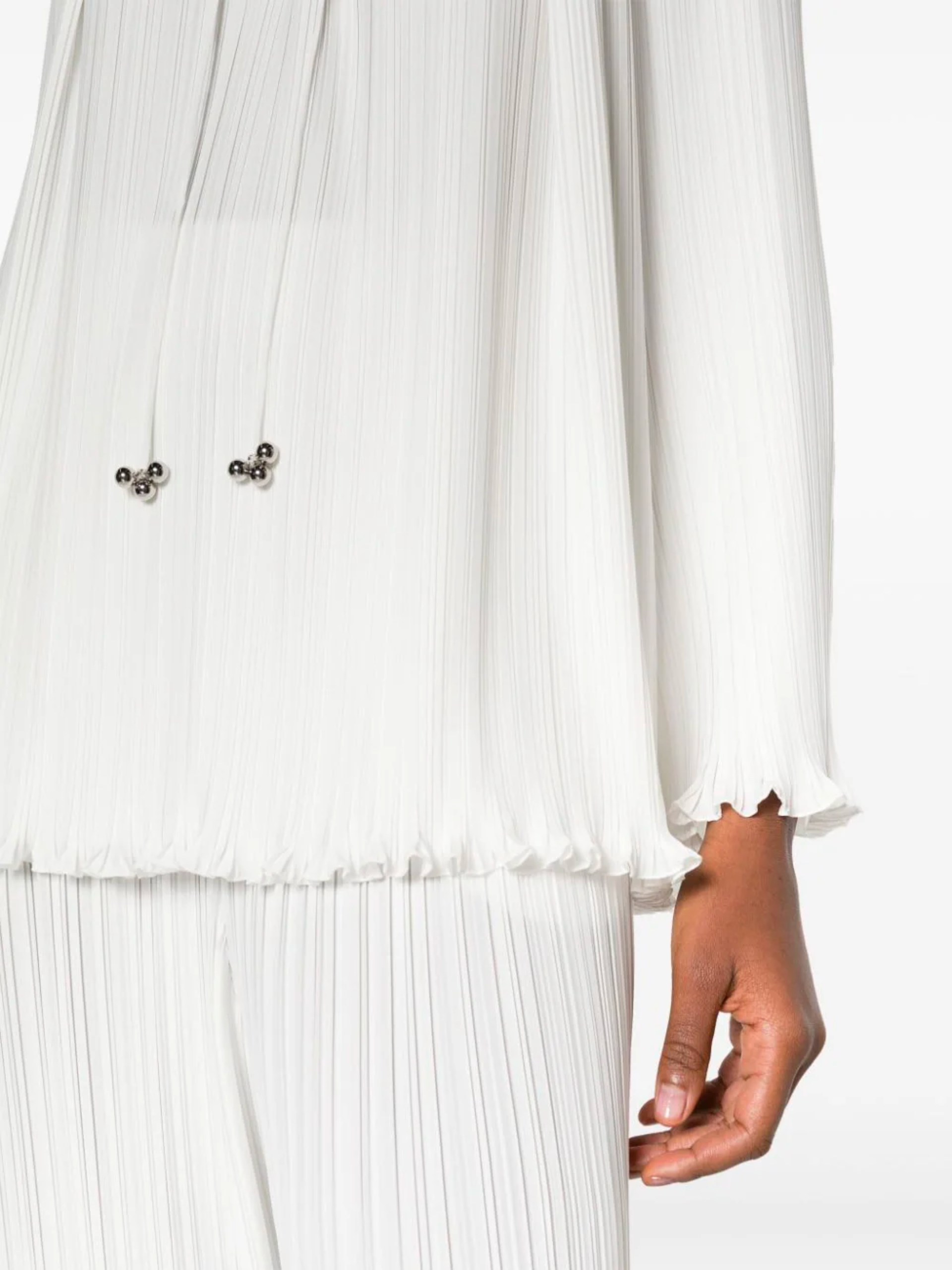Lanvin white lace up pleated blouse