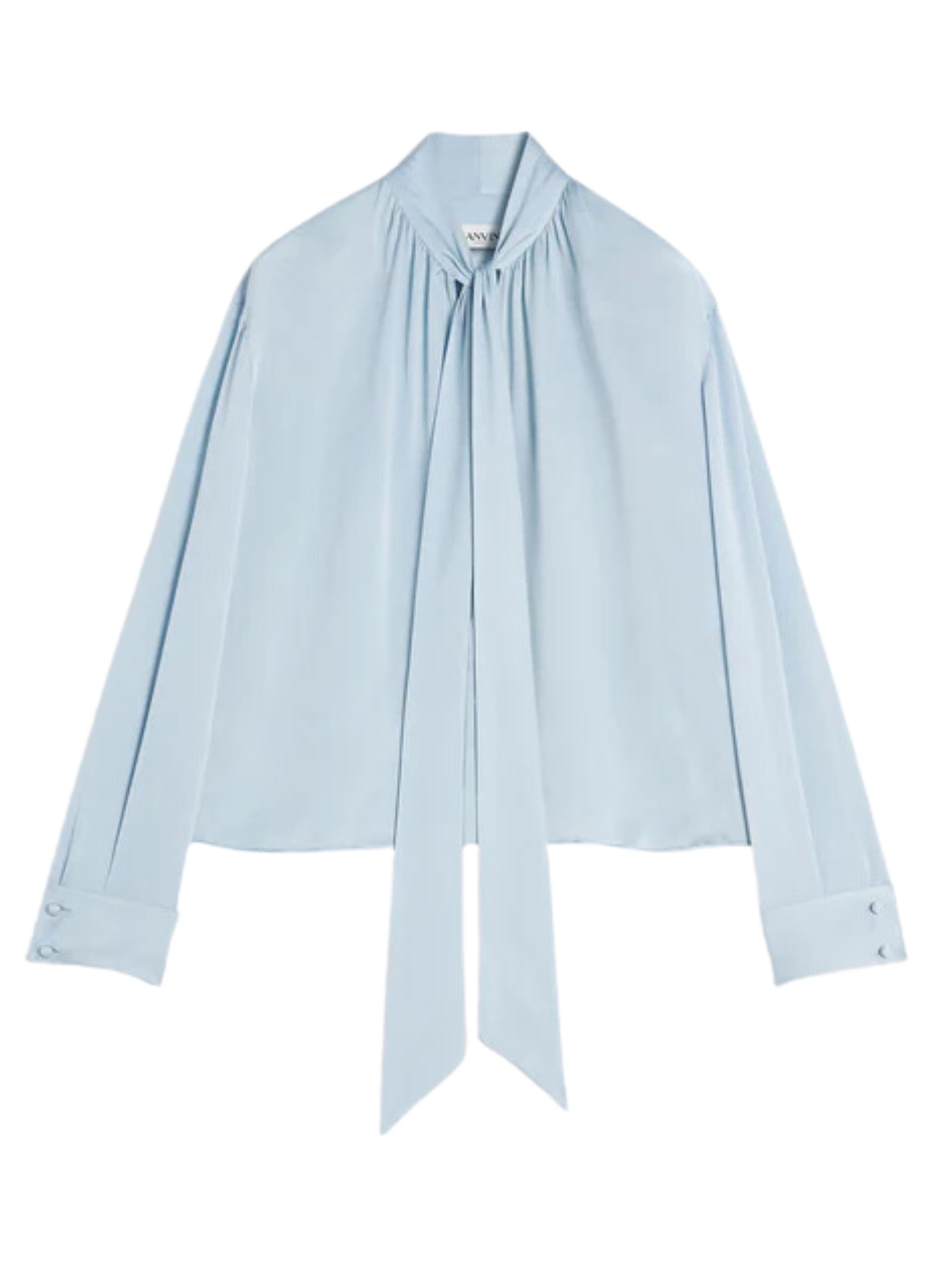 Блакитна блуза Lanvin з коміром аскот