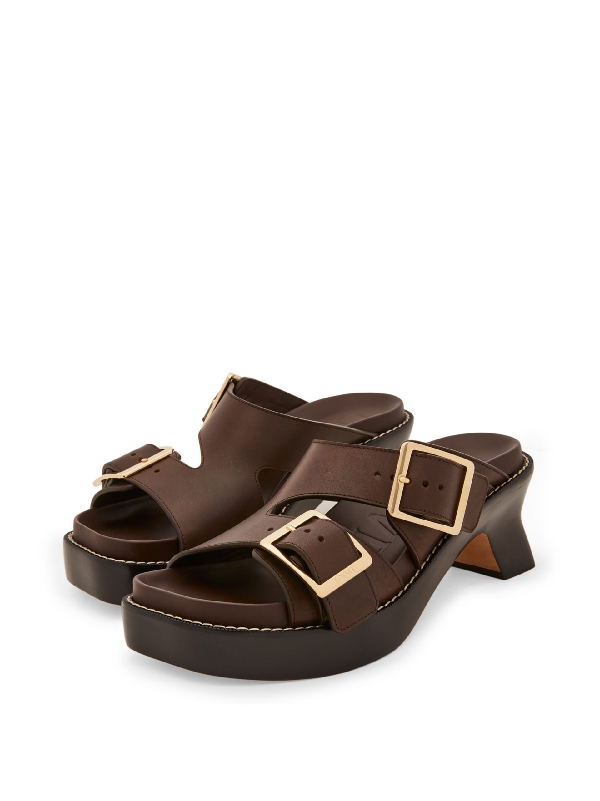 Loewe brown sandals with asymmetric heels