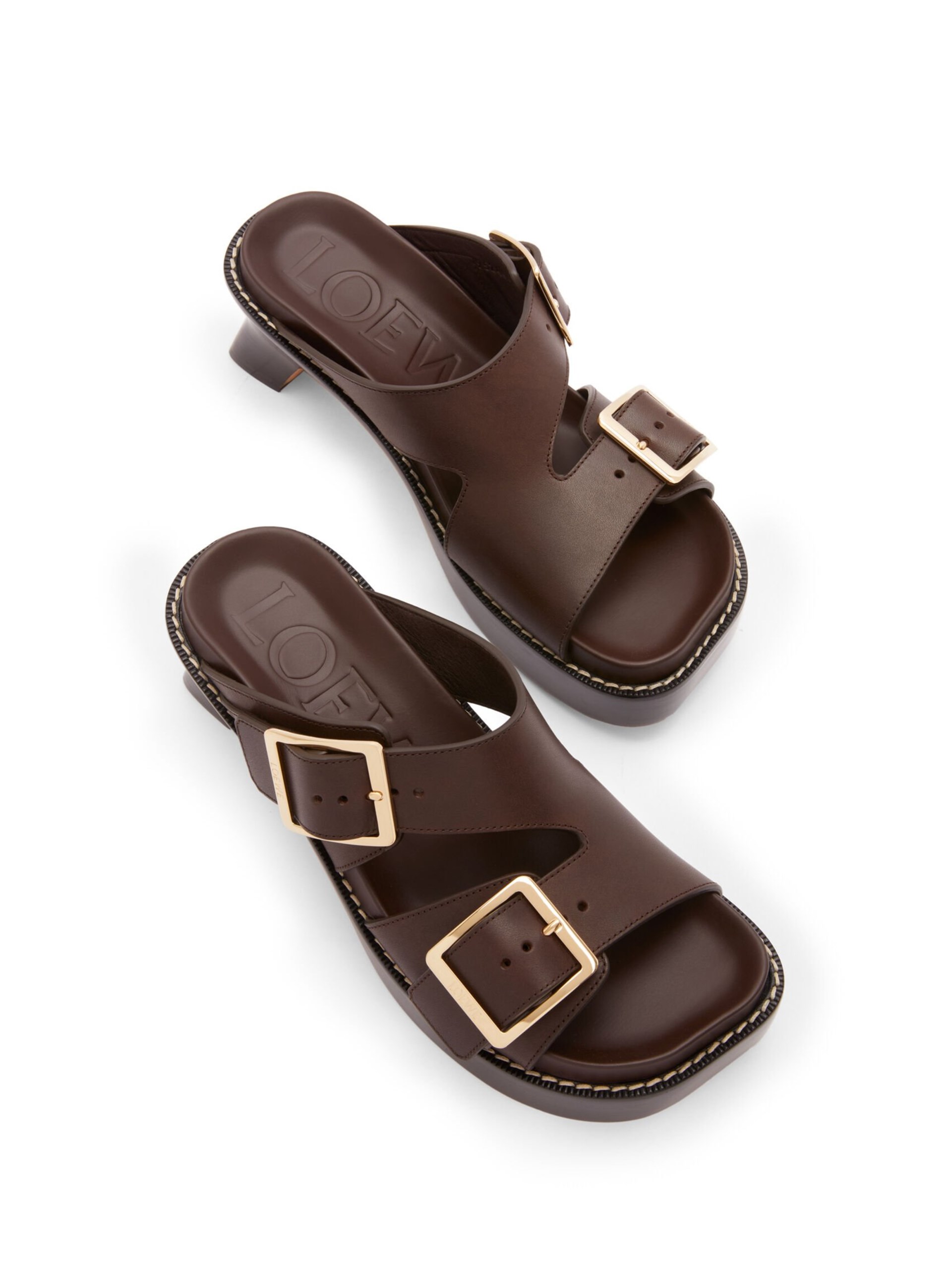 Loewe brown sandals with asymmetric heels