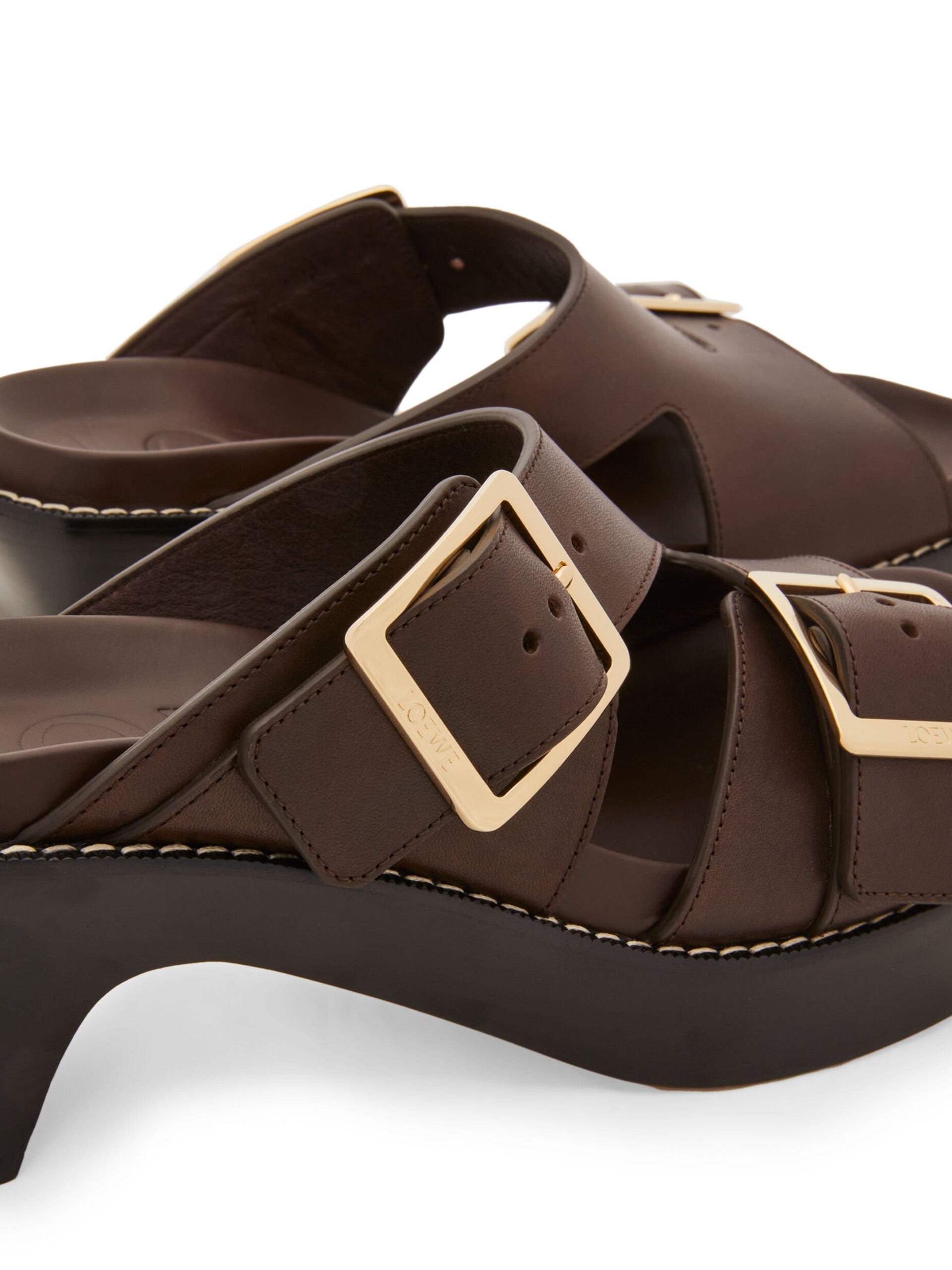 Loewe brown sandals with asymmetric heels