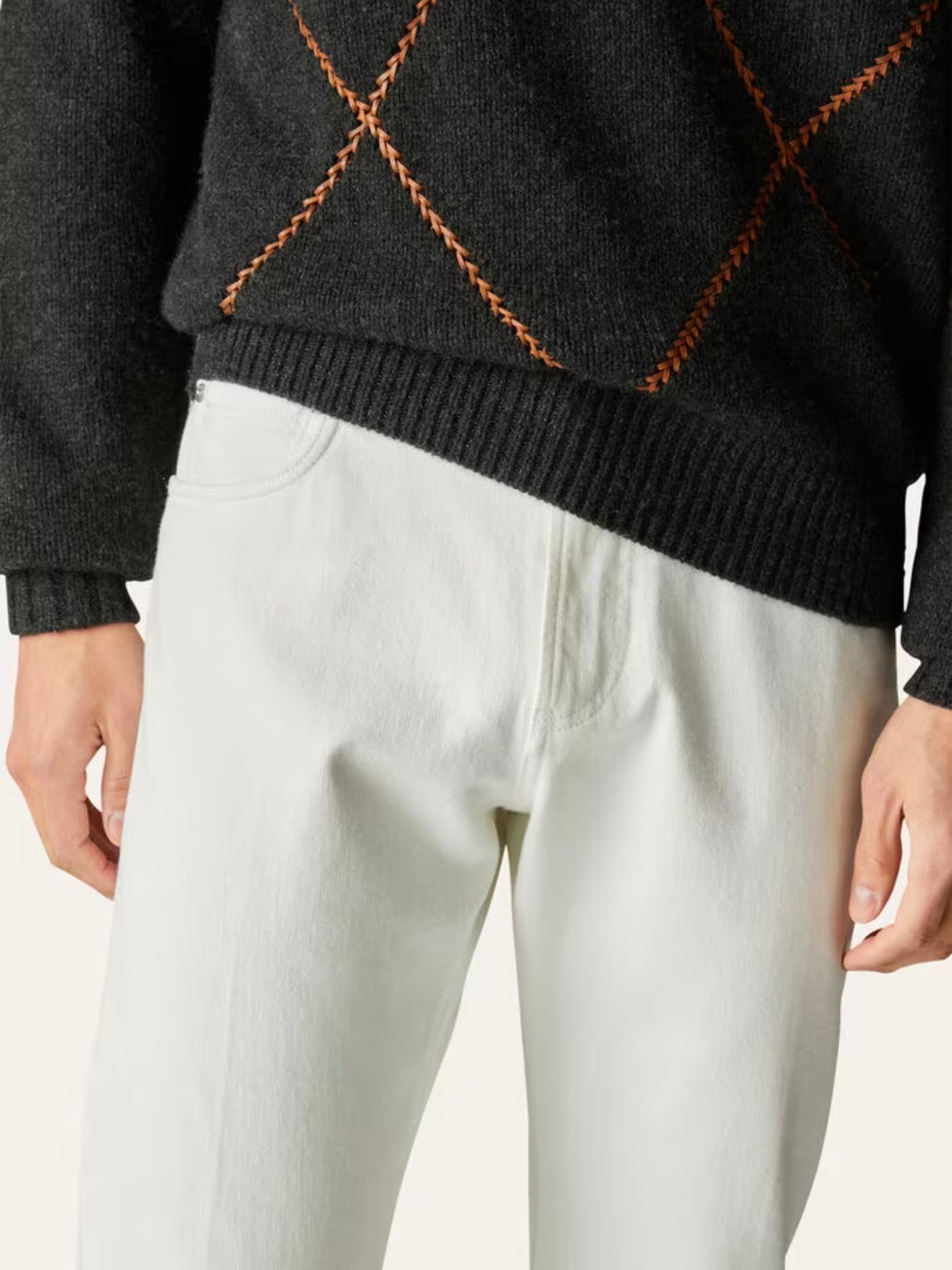 Loro Piana Quarona Men's White Straight Fit Jeans